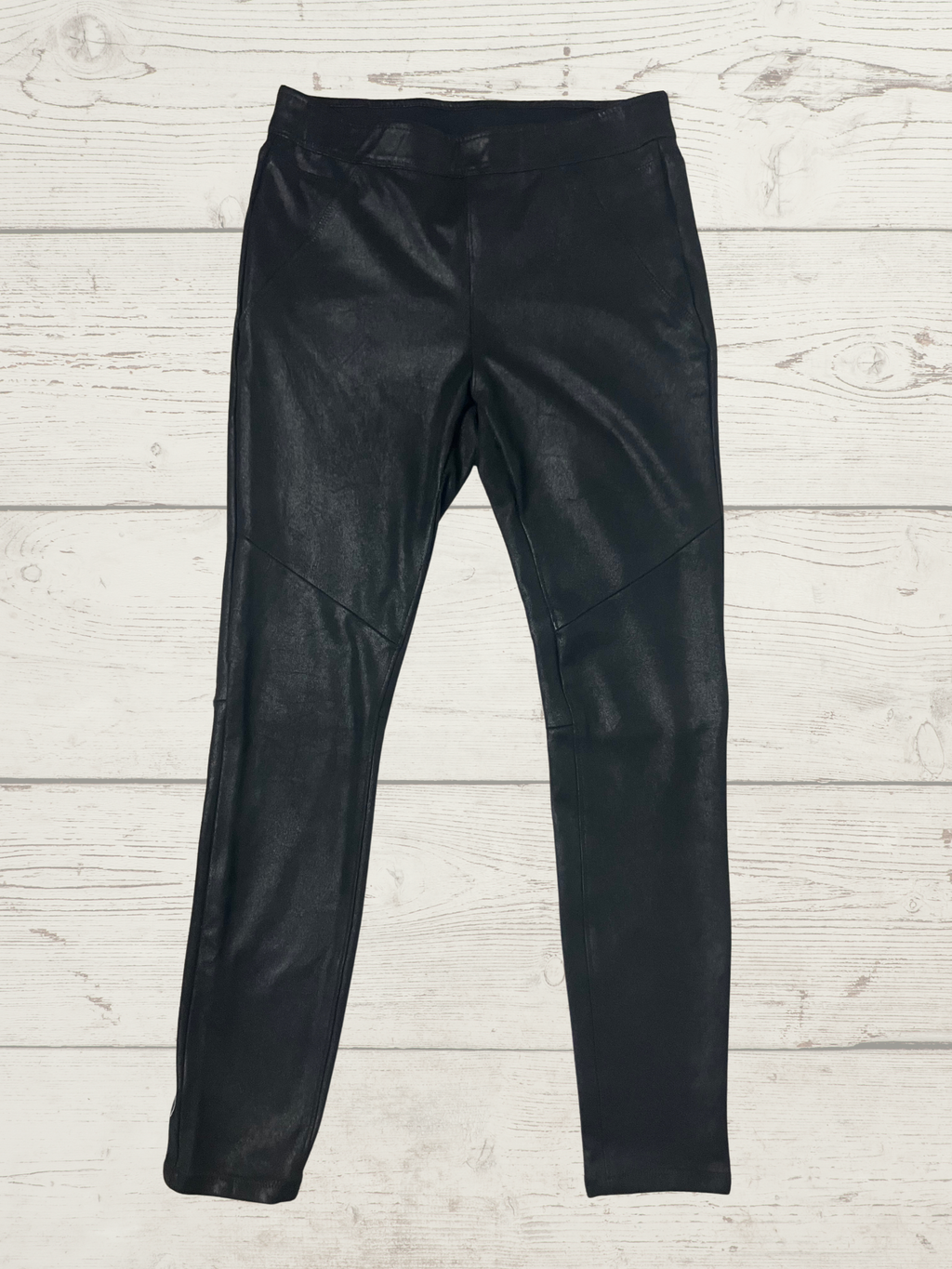 Free People — Leggings | Faux leather paneling, deep black · Sz 4