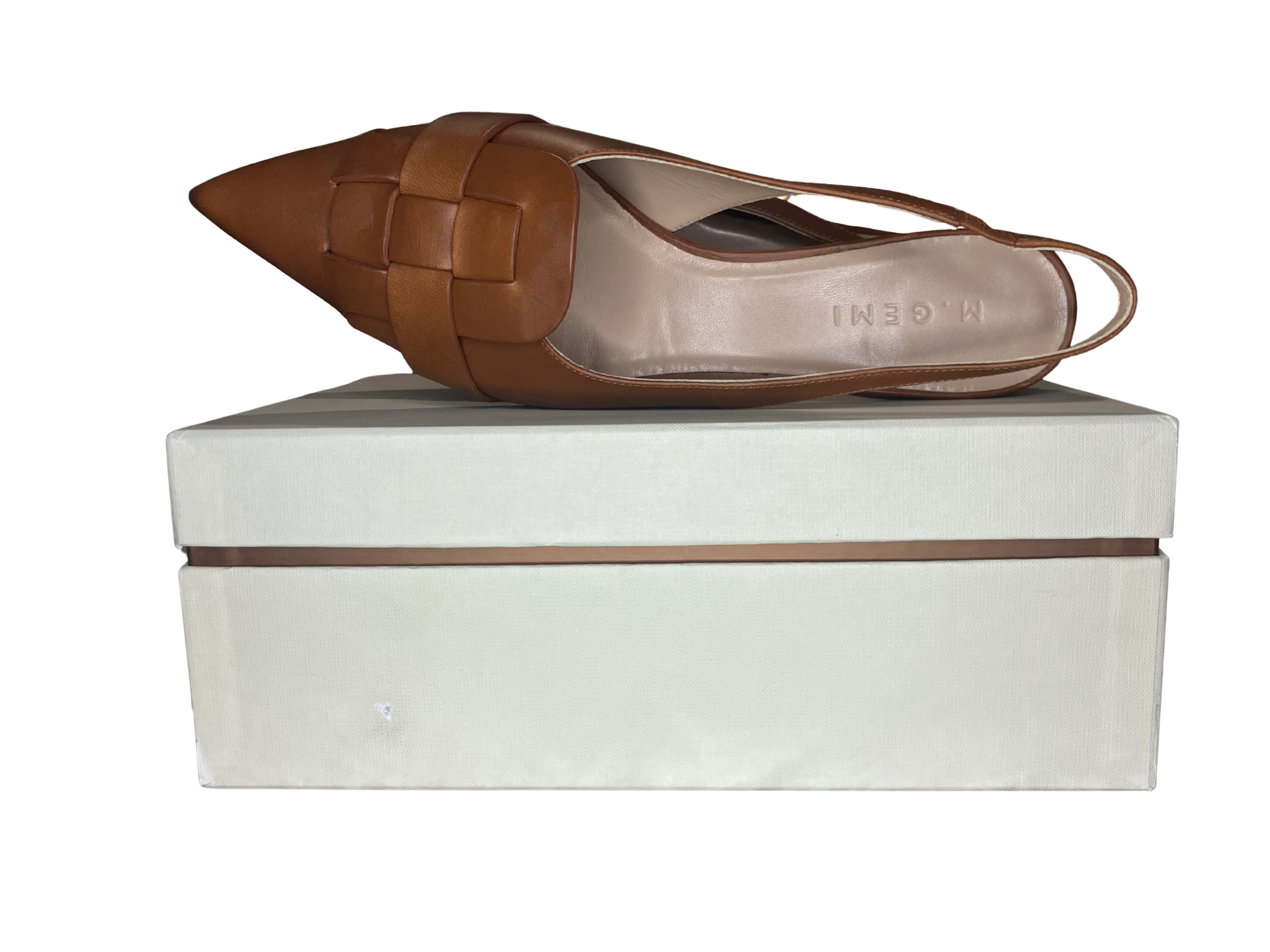 M.GEMI Woven Leather Slingback Flats Size 42 – Italian Crafted Pointed Toe