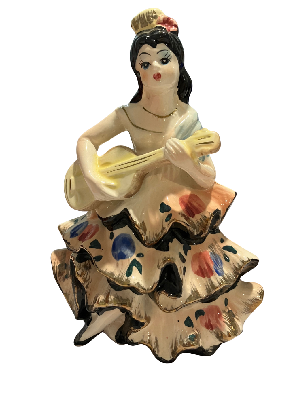 Vintage Japanese Ceramic Flamenco Dancer Figurine - Made in Japan 1950s-60s