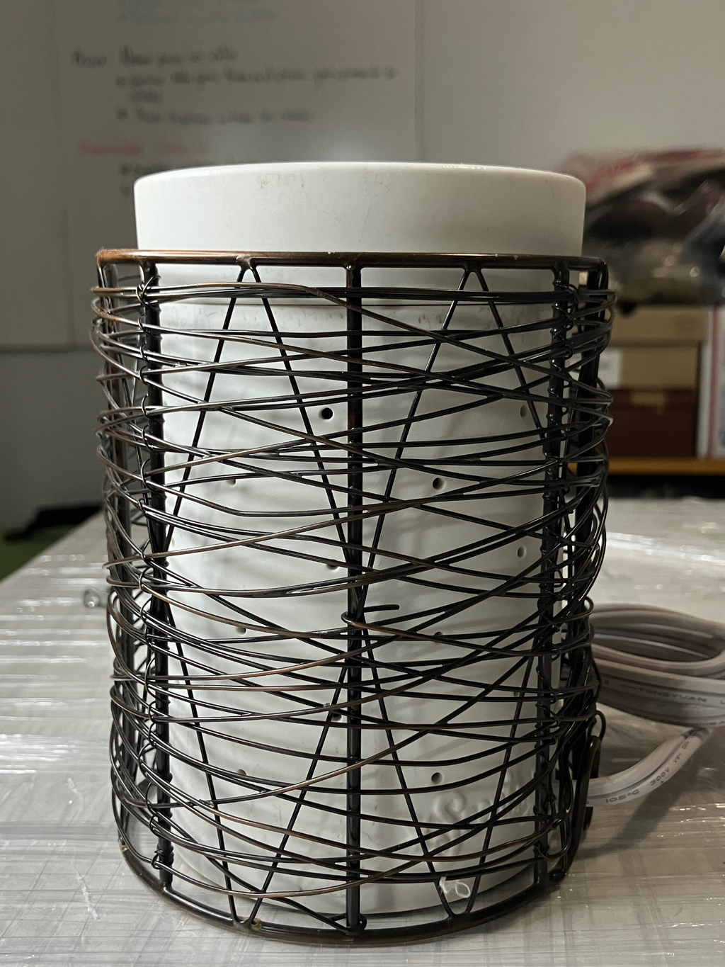 Scentsy Rustic Wire Cage Electric Wax Warmer - White Ceramic - 25W