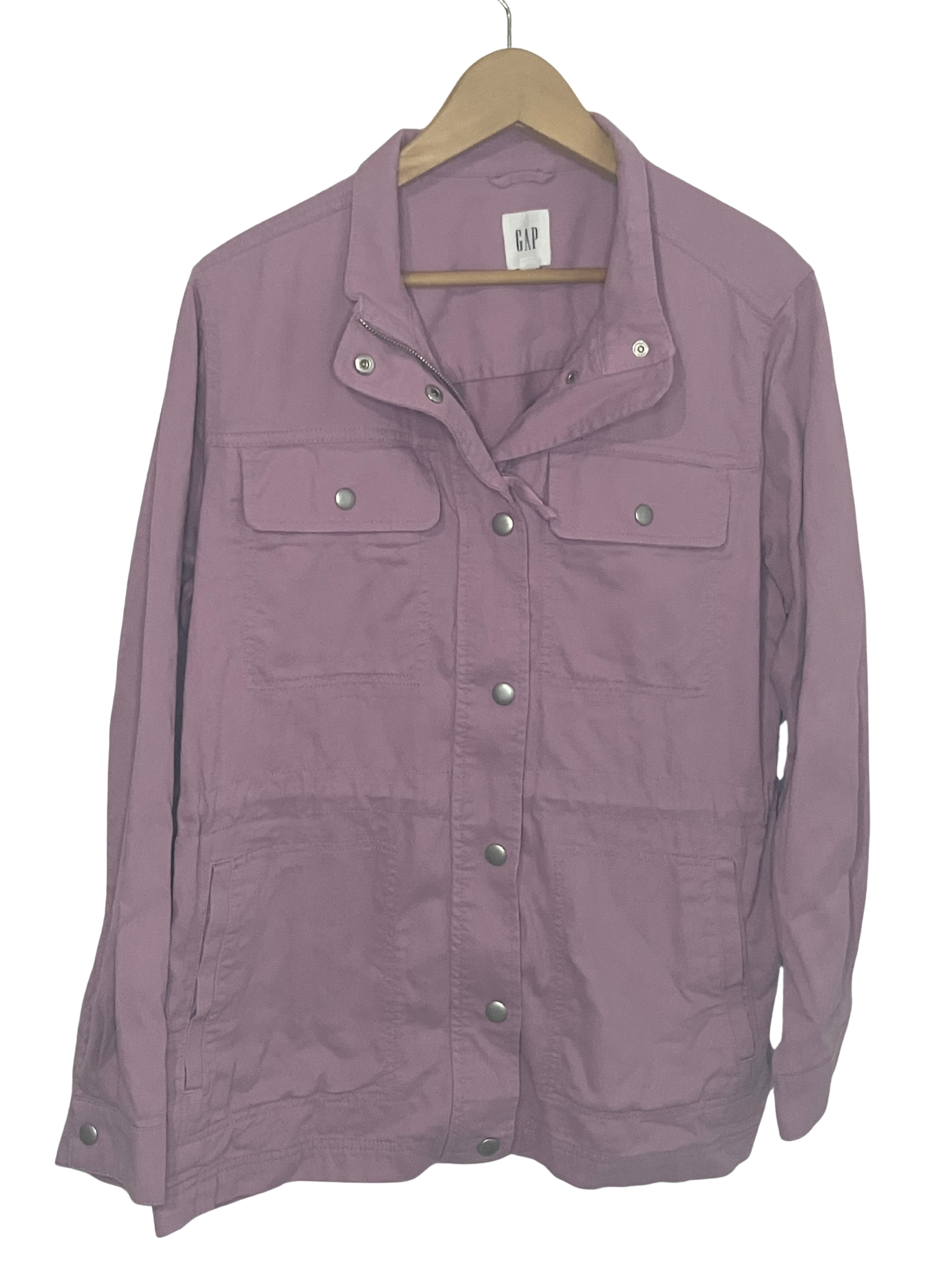 GAP Lilac Utility Jacket - Button Front Shirt Jacket with Pockets