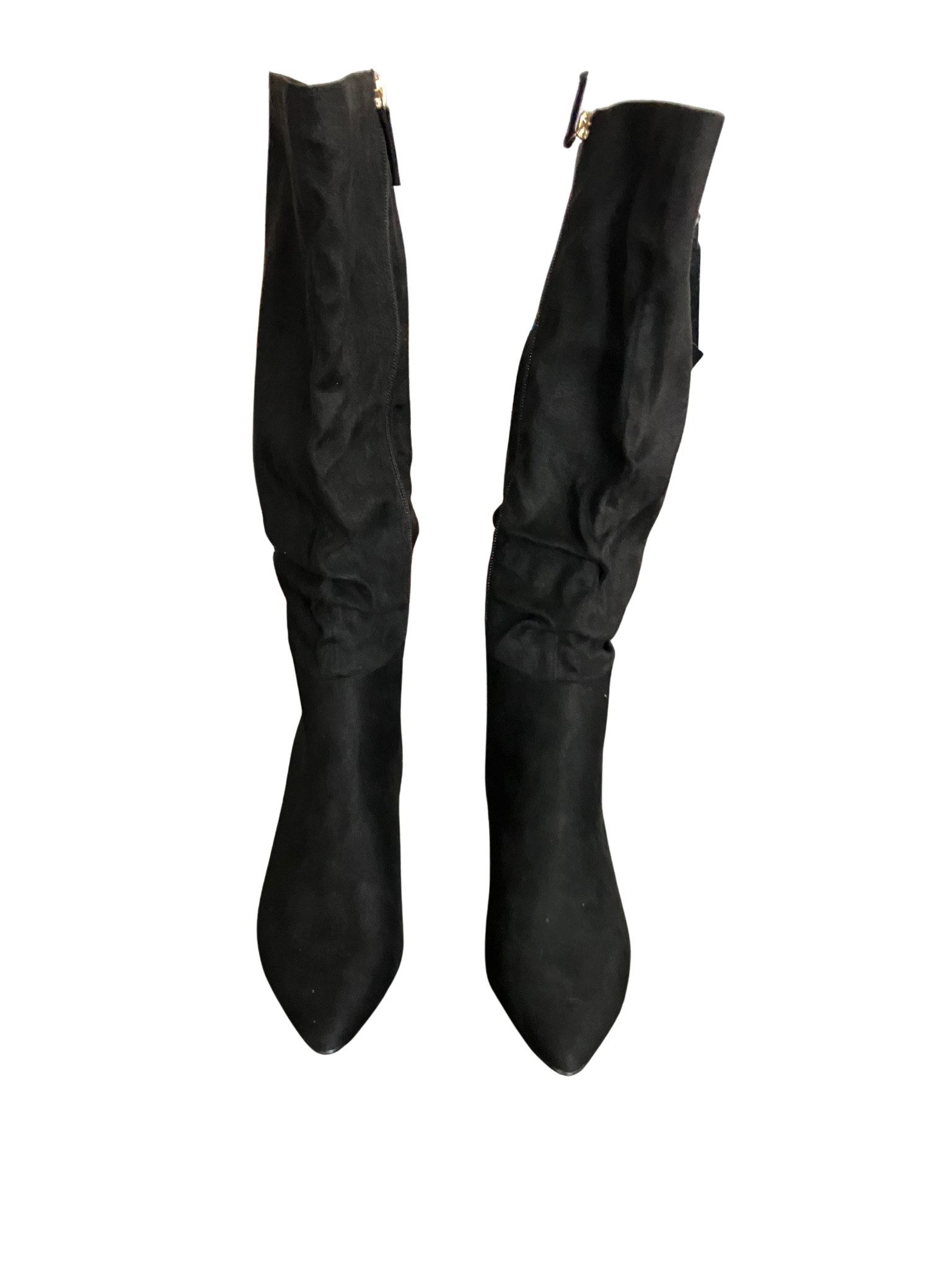 J.CREW Women’s Black Knee High Slouch Boots Size 8 | Suede Look, Kitten Heel