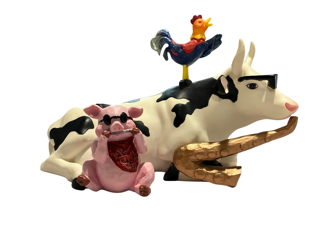 CowParade Mixed Plate Blues #9141 - 2001 Retired Collectible Figurine