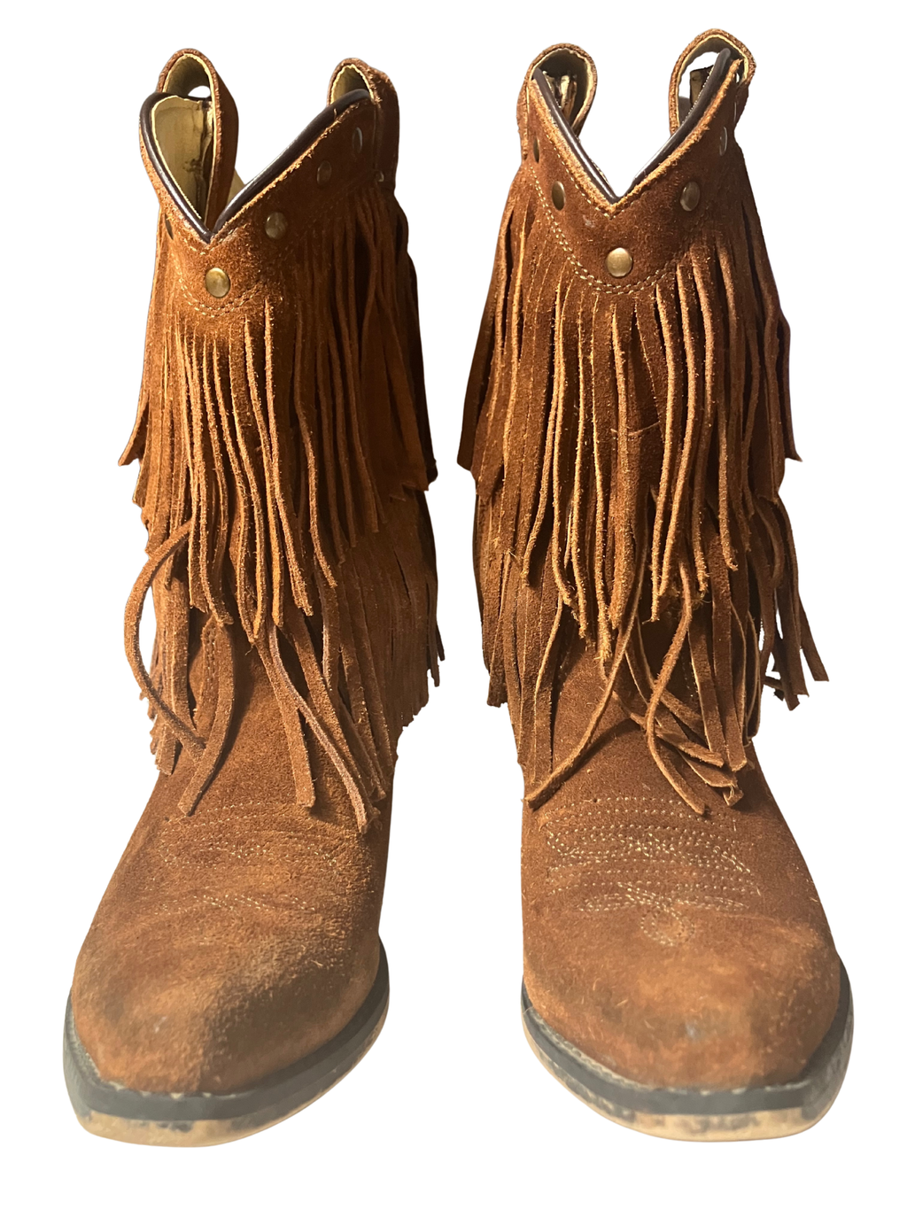 Shyanne Brown Fringe Western Boots - Size 2 Leather Cowboy Boots