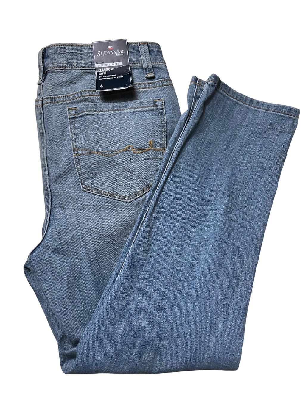 St. John's Bay Classic Fit Capri Jeans Medium Blue Wash Size 4