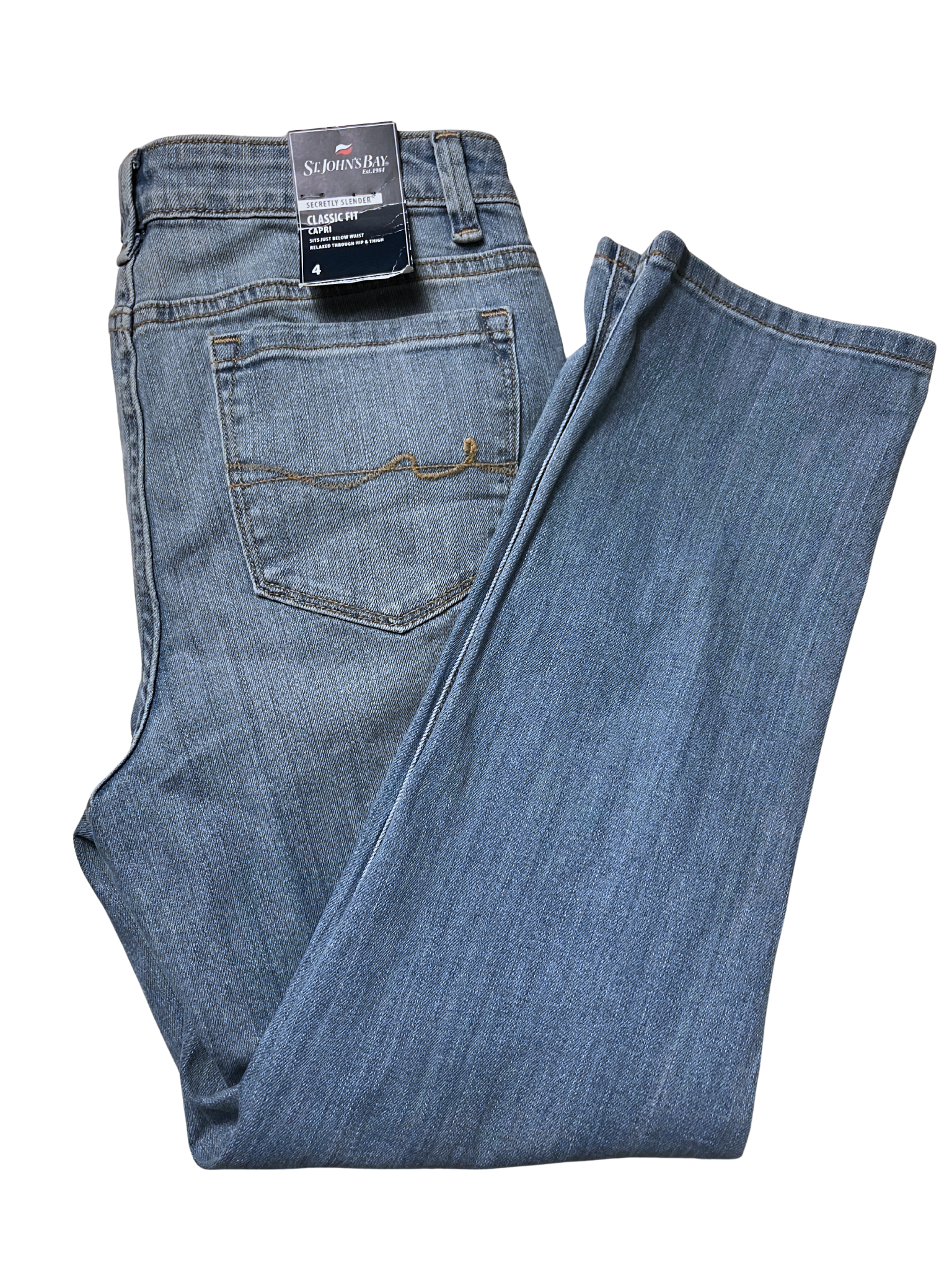 St. John's Bay Classic Fit Capri Jeans Medium Blue Wash Size 4