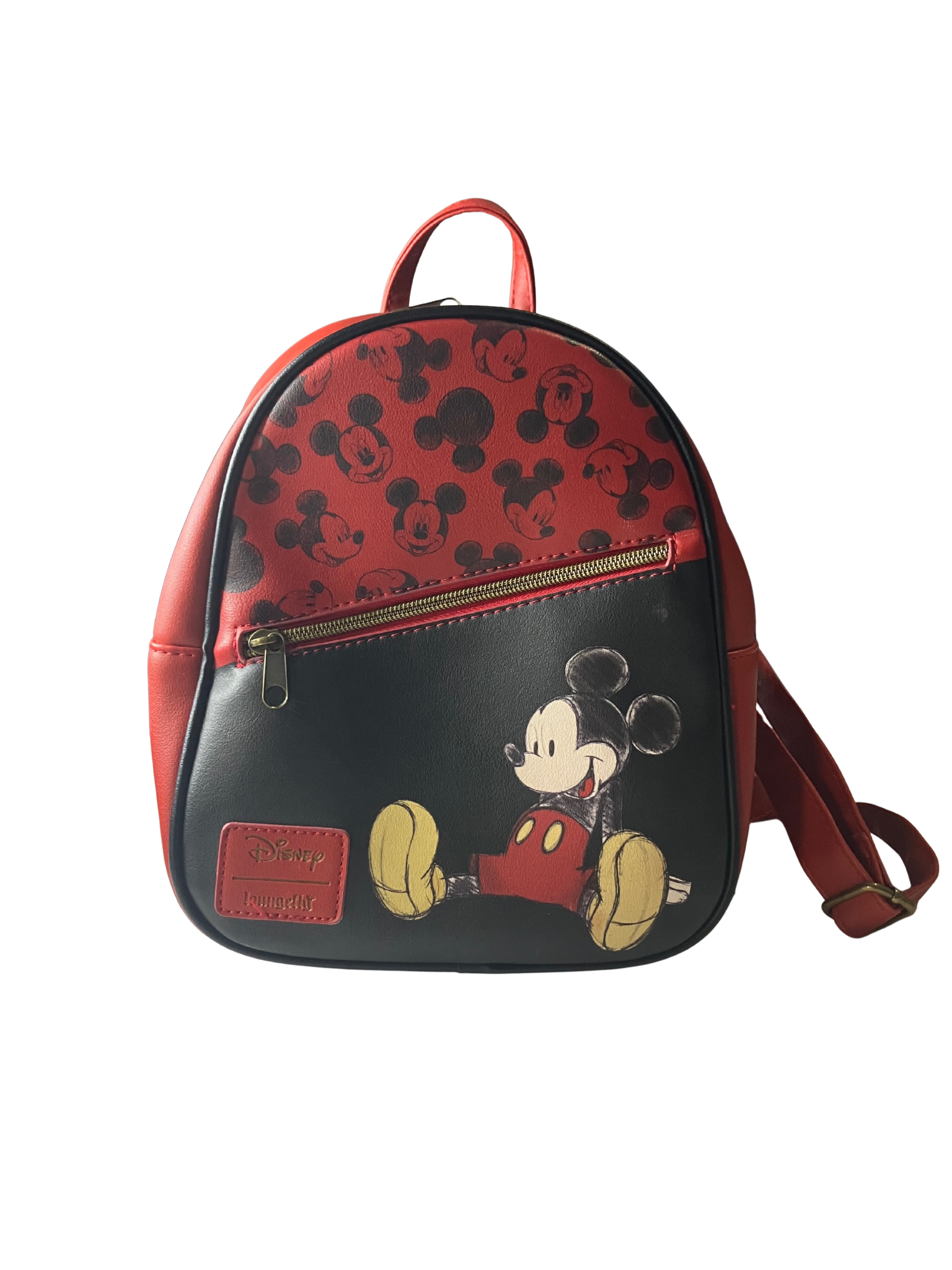 Disney x Loungefly Mickey Mouse Mini Backpack Red Black Vegan Leather Authentic