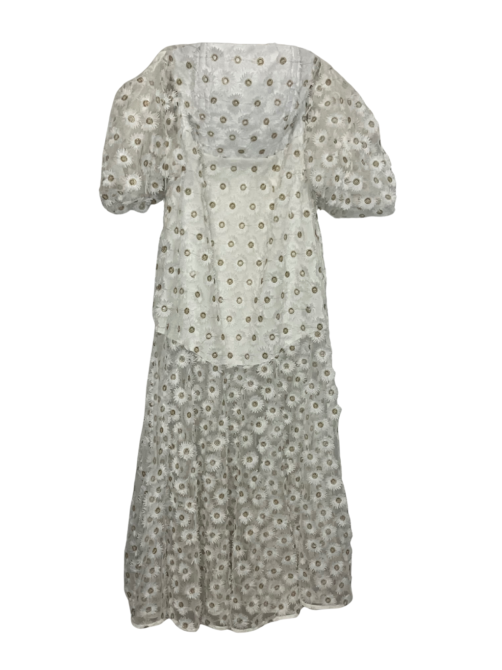 ASOS EDITION Ivory Embroidered Daisy Midi Dress UK 8 / US 4 – NWT Puff Sleeve