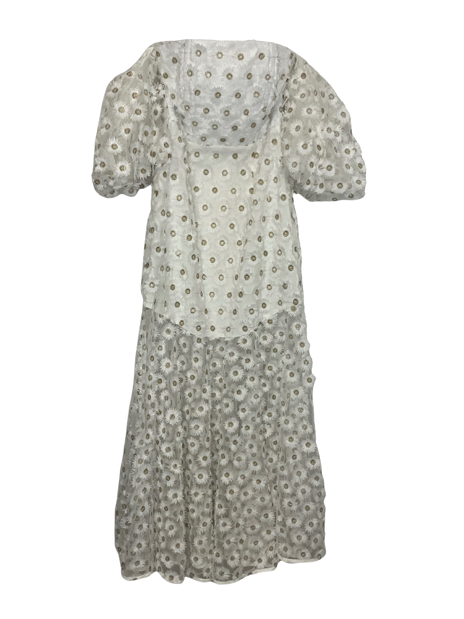 ASOS EDITION Ivory Embroidered Daisy Midi Dress UK 8 / US 4 – NWT Puff Sleeve