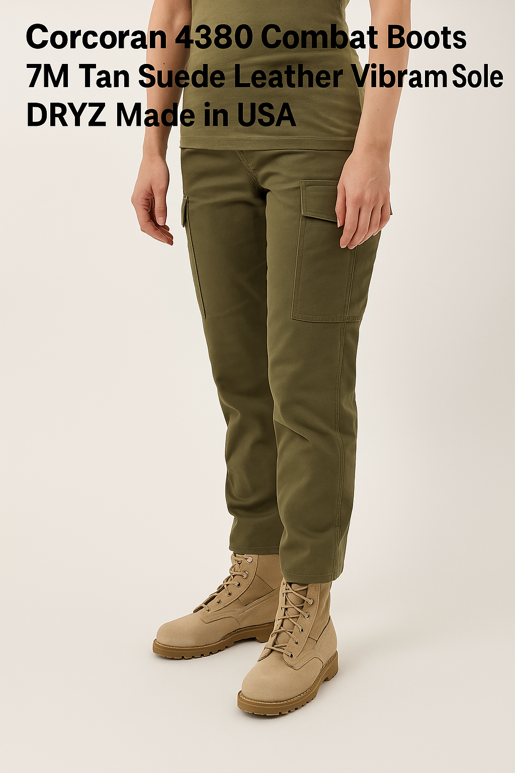 Corcoran 4380 Tan Suede Combat Boots 7M Leather Vibram Sole Made in USA