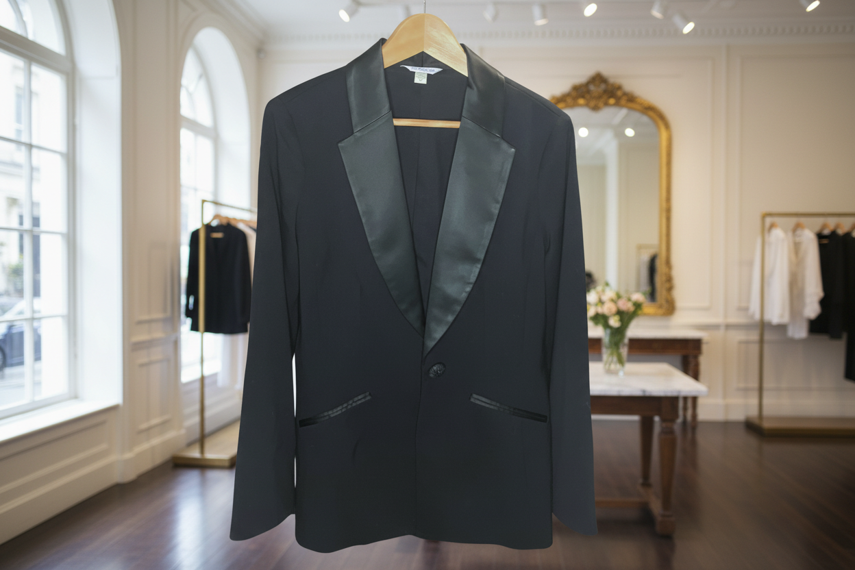 Austin Reed Wool Tuxedo Blazer Shawl Lapel Black Formal Jacket Size 14