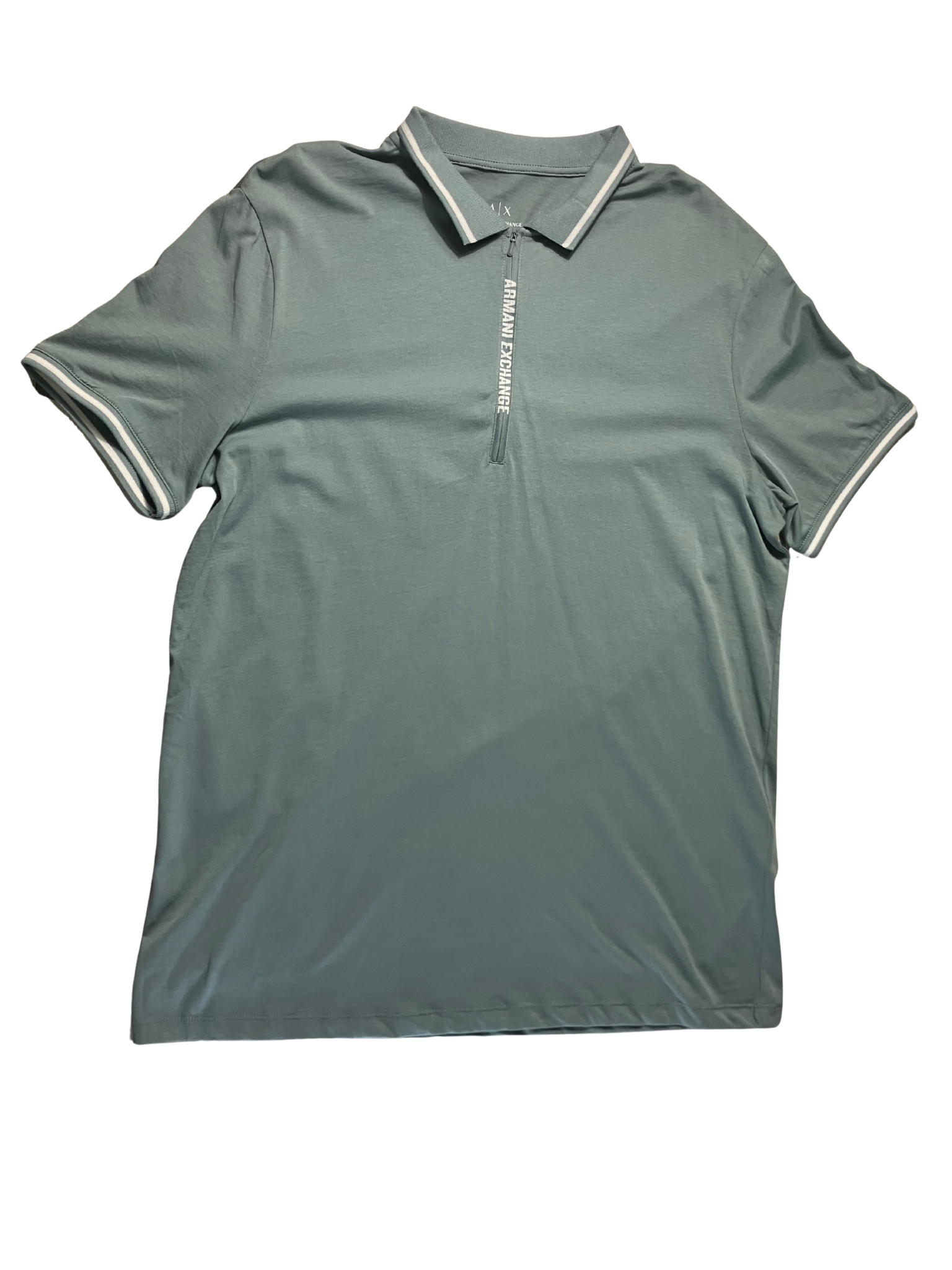 Armani Exchange Men's Polo Shirt Green Zip Front Short Sleeve Size Large