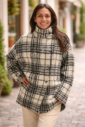 Peruvian Connection Elliott Coat Boucle Plaid Alpaca Wool Blend Size L NWT