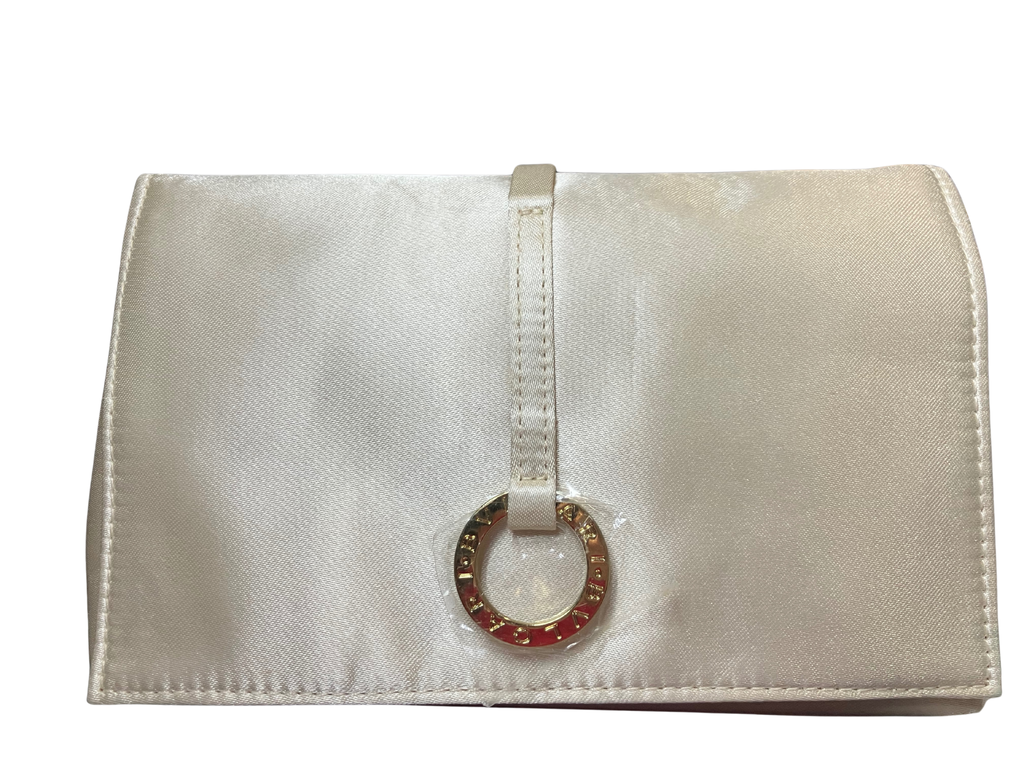 Emirates First Class x BVLGARI Amenity Kit – Cream Satin Cosmetic Clutch