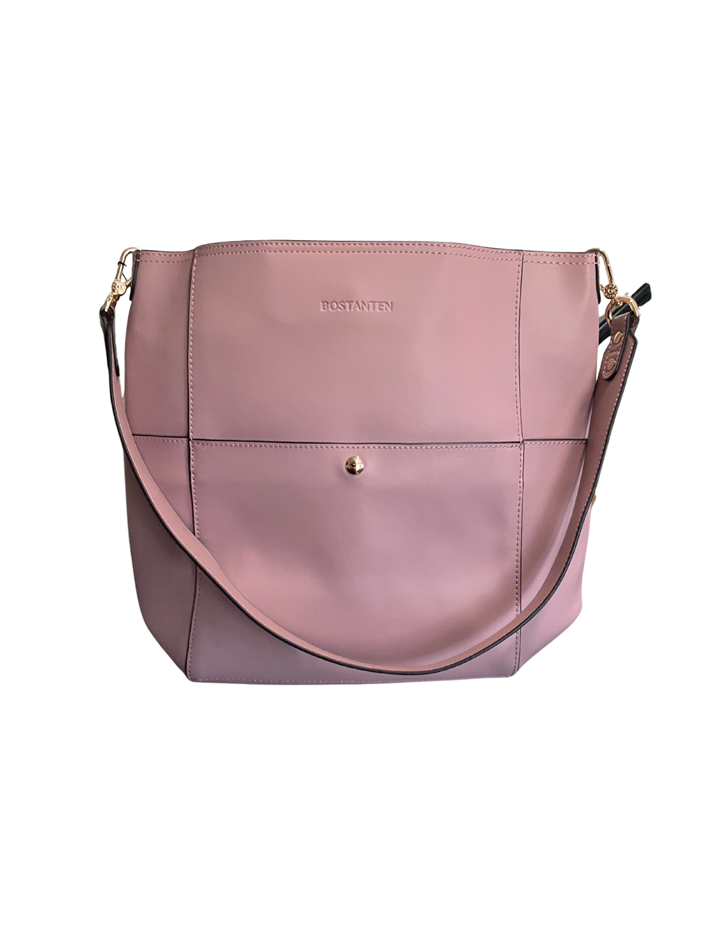 BOSTANTEN Pink Leather Shoulder Bag with Inner Pouch – Crossbody Handbag