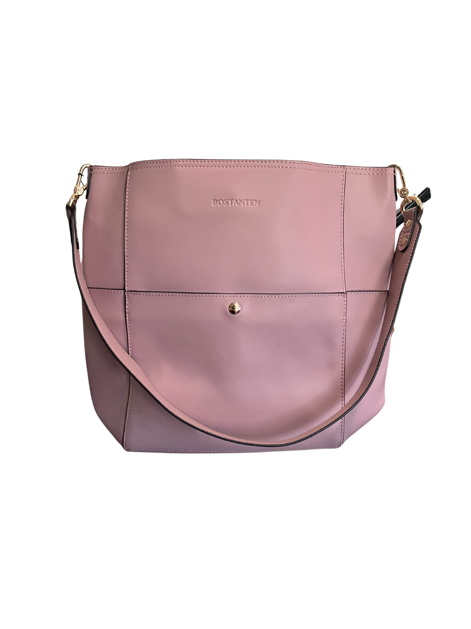 BOSTANTEN Pink Leather Shoulder Bag with Inner Pouch – Crossbody Handbag