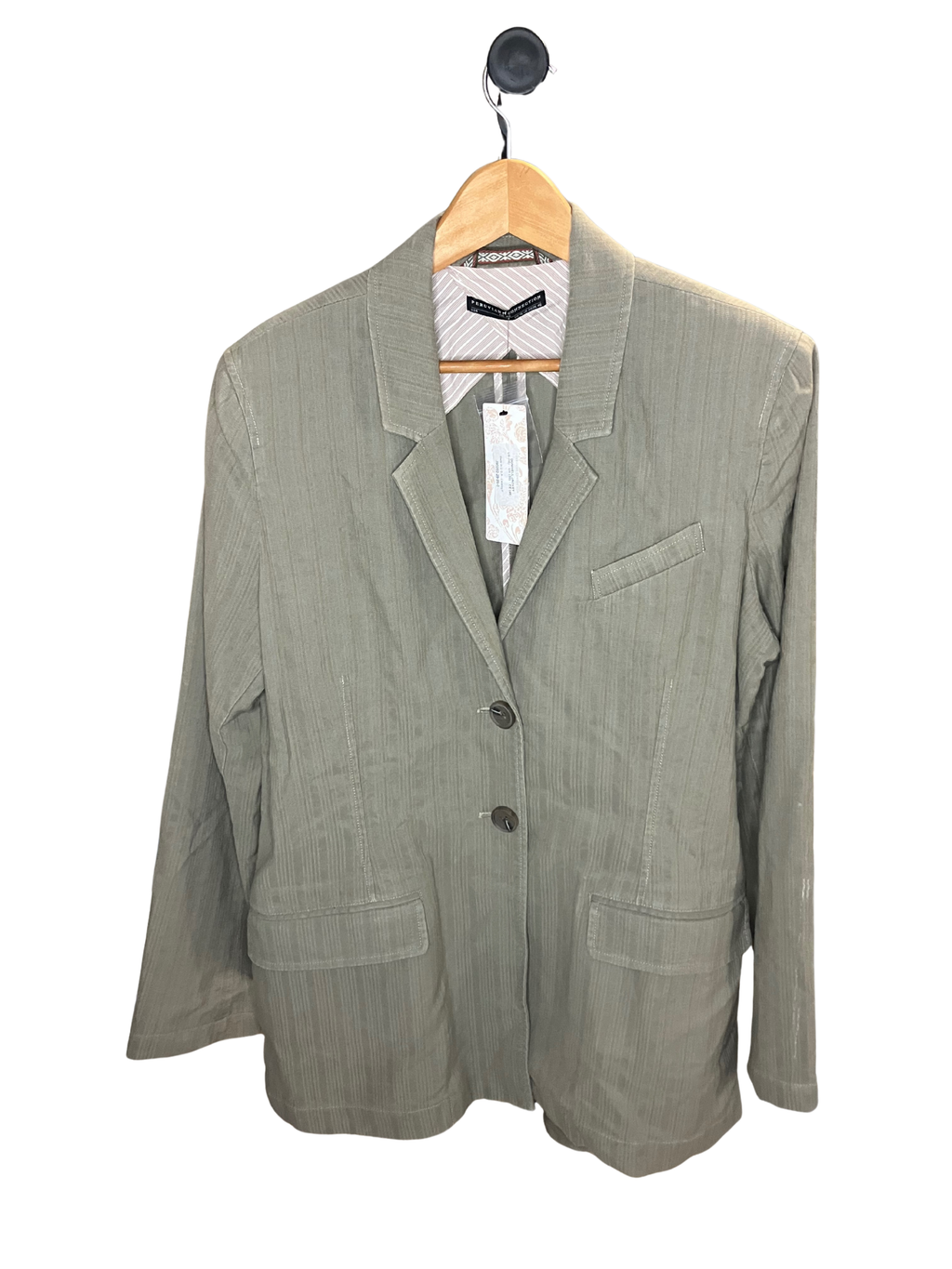 Peruvian Connection Olive Green Textured Linen Blend Blazer Size 16 NWT