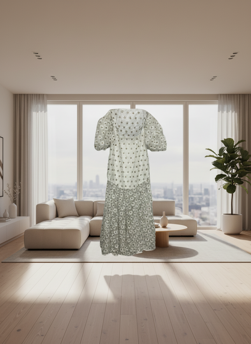 ASOS EDITION Ivory Embroidered Daisy Midi Dress UK 8 / US 4 – NWT Puff Sleeve