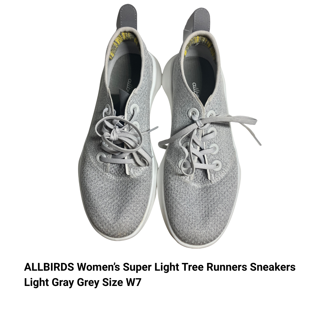 ALLBIRDS Women’s Tree Runners Sneakers Light Gray W7 Sustainable Comfort