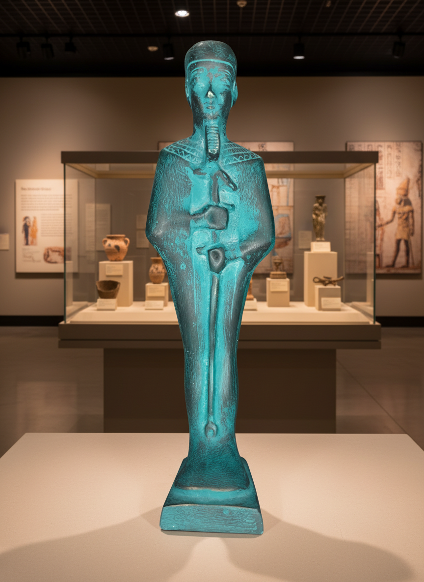 Egyptian Ushabti Shabti Figurine Turquoise Patina Ancient Style Decor