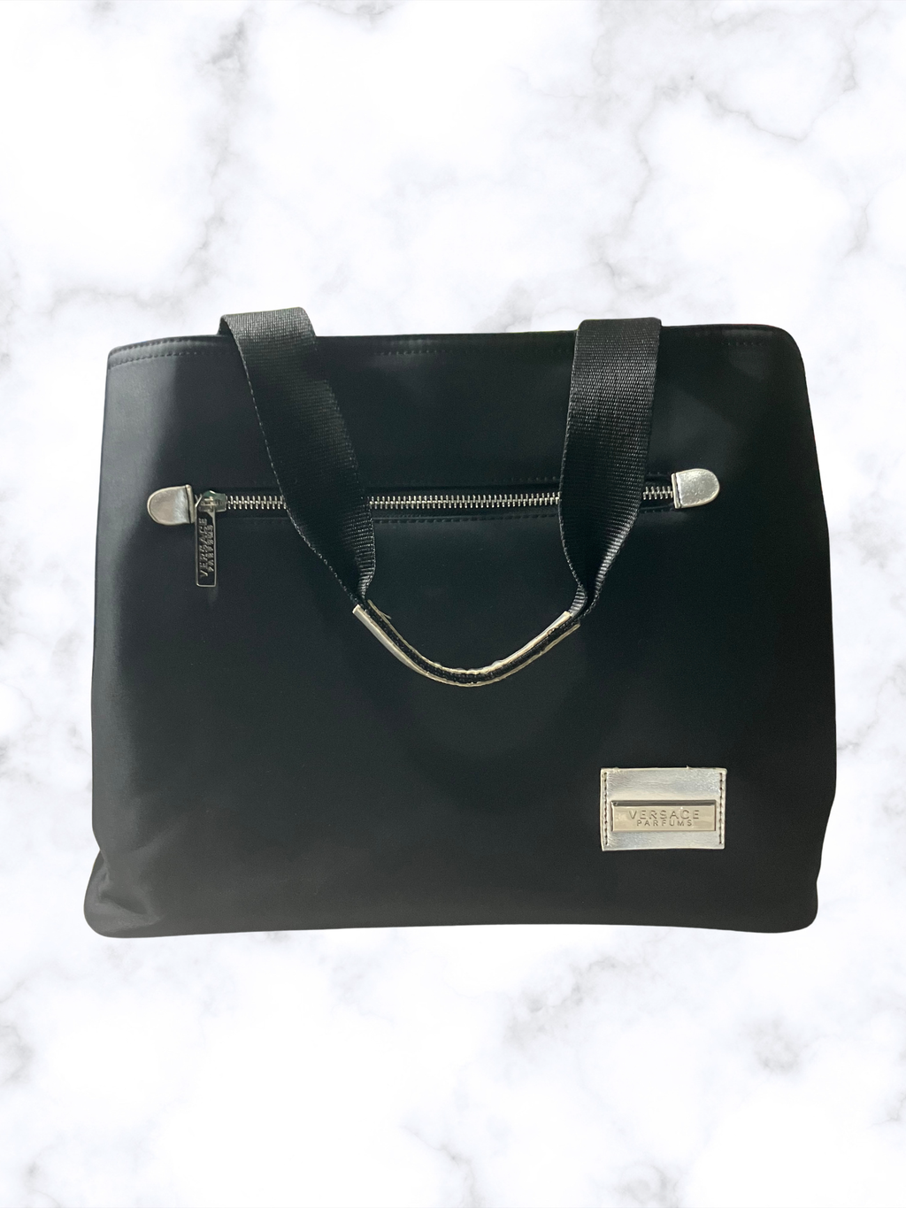 Versace Parfums — Zip Tote Bag | Silver-tone hardware, collectible provenance · Sz OS