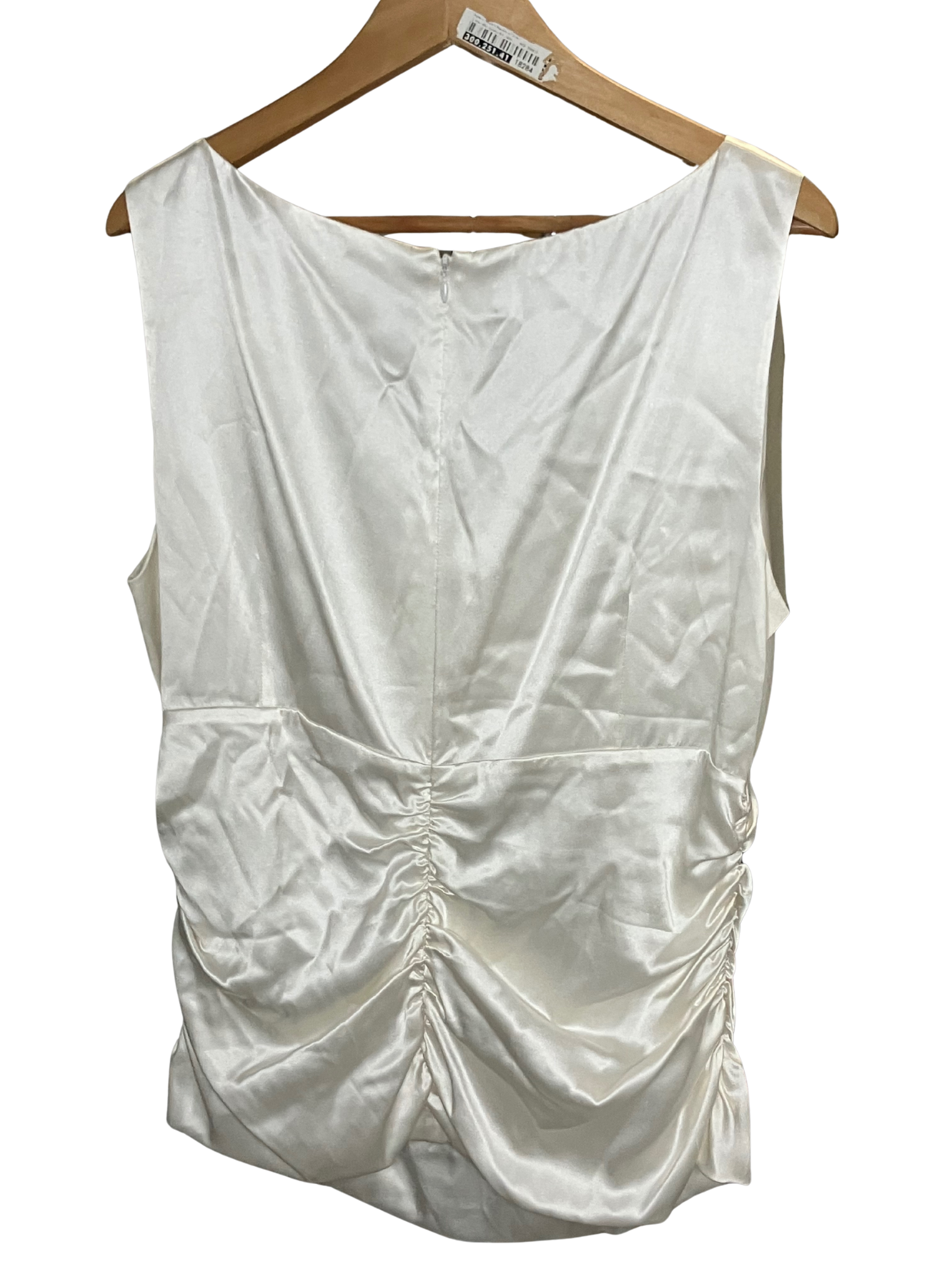 Lafayette 148 New York Ivory Silk Draped V-Neck Sleeveless Top Size 16