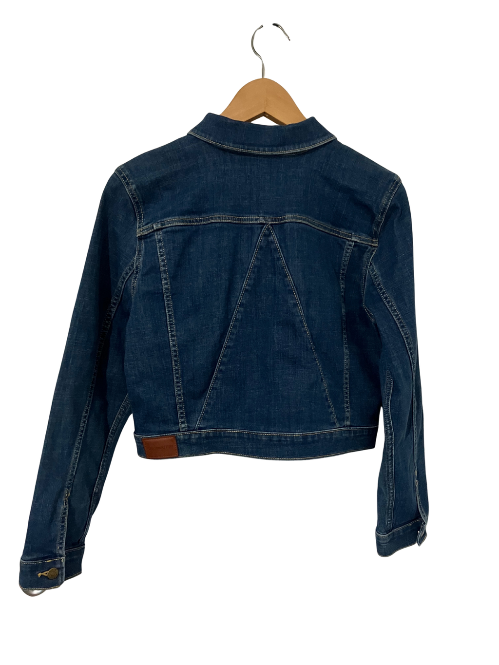 Calvin Klein Women’s Cropped Denim Jacket Blue Stretch Jean Size L