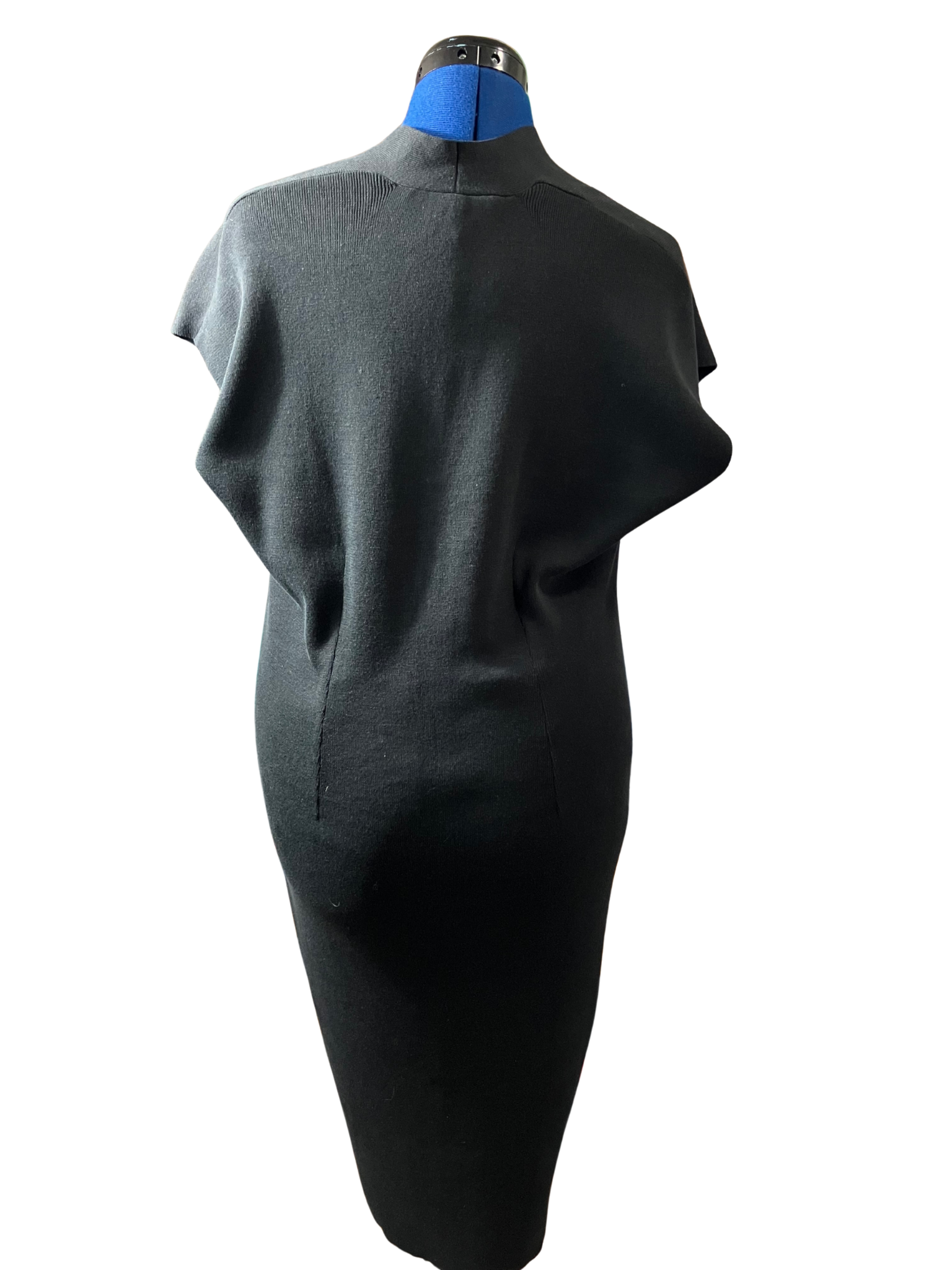 Peruvian Connection Black Pima Cotton V-Neck Midi Dress