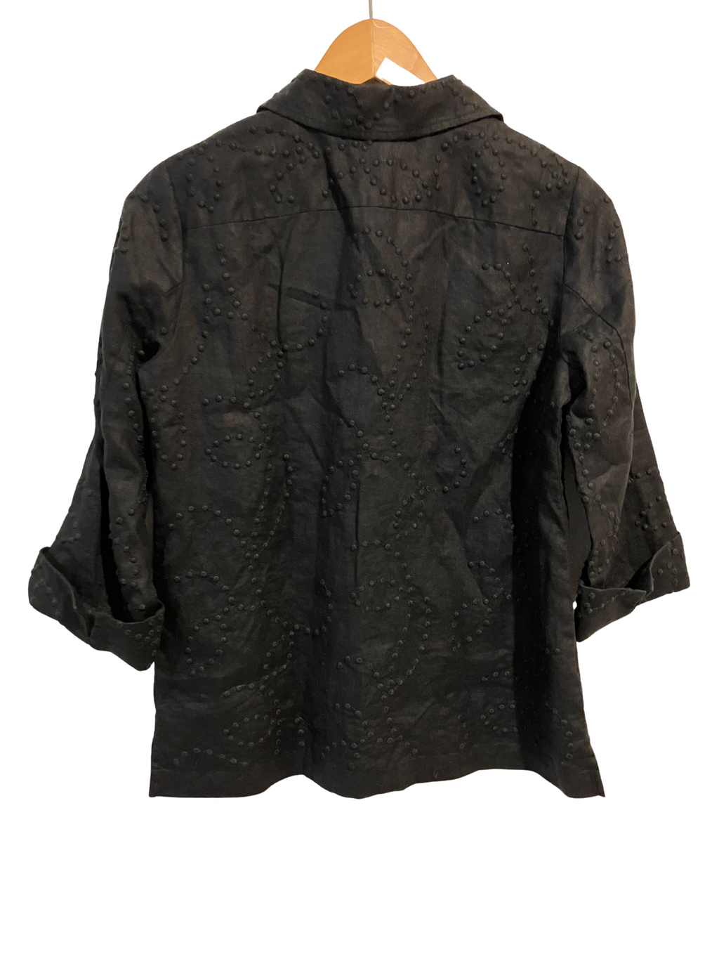 Jones New York Signature Black Linen Textured Shirt (Petite P/M)