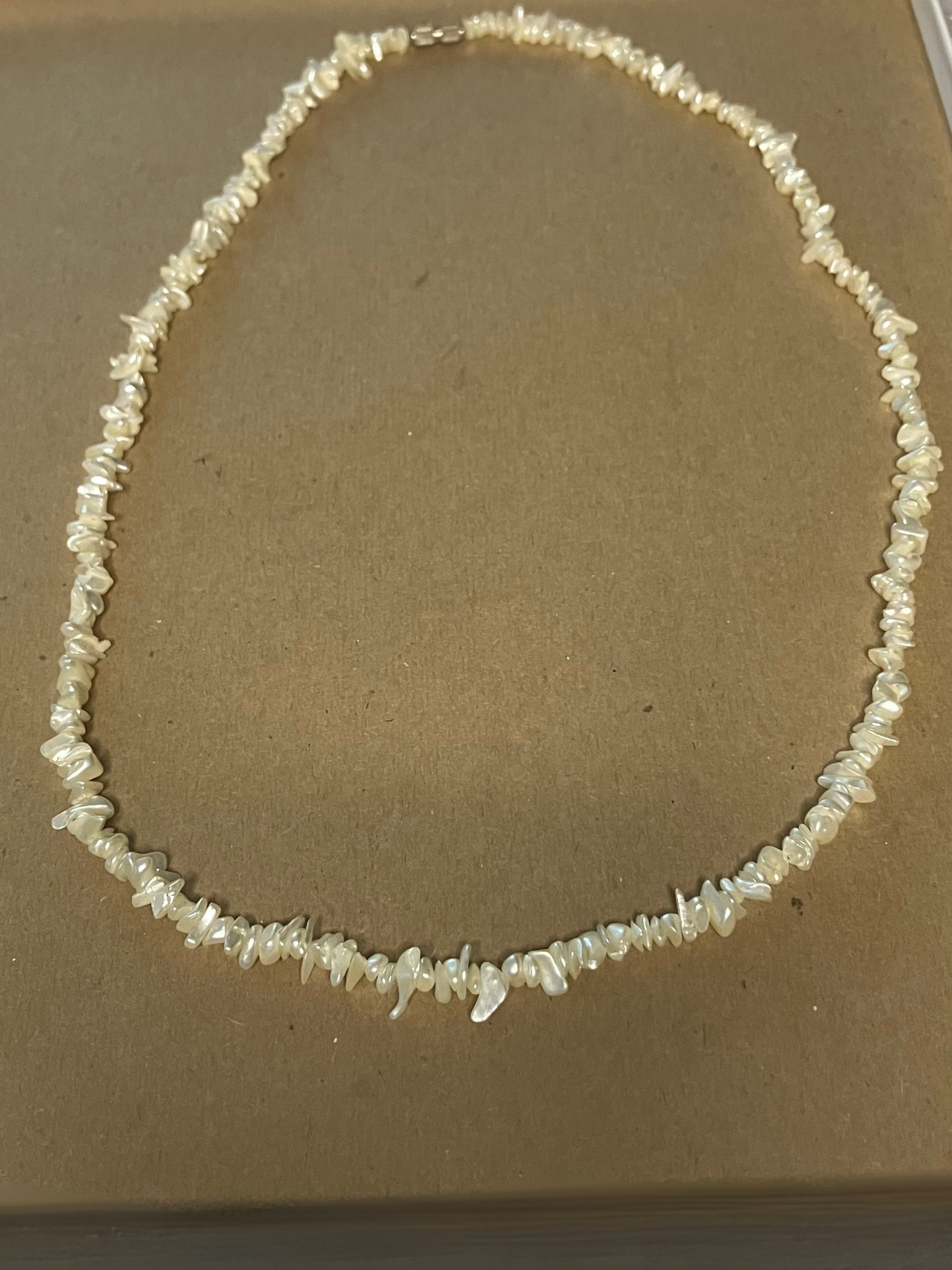 Vintage Mother of Pearl Chip Necklace - Natural Iridescent Shell