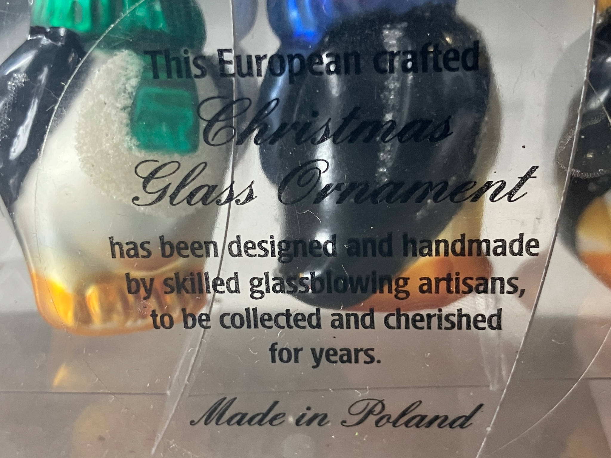 Hand Painted Polish Glass Penguin Ornaments Set of 5 Colorful Scarves Vintage