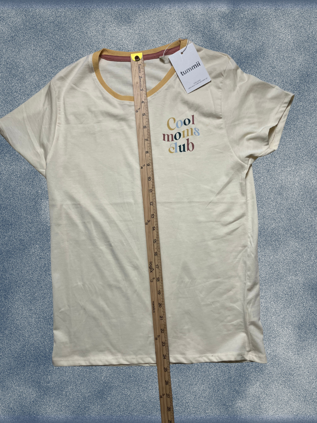 Tummii — Graphic Tee | Cool Moms Club ringer collar in ivory cotton · Sz S