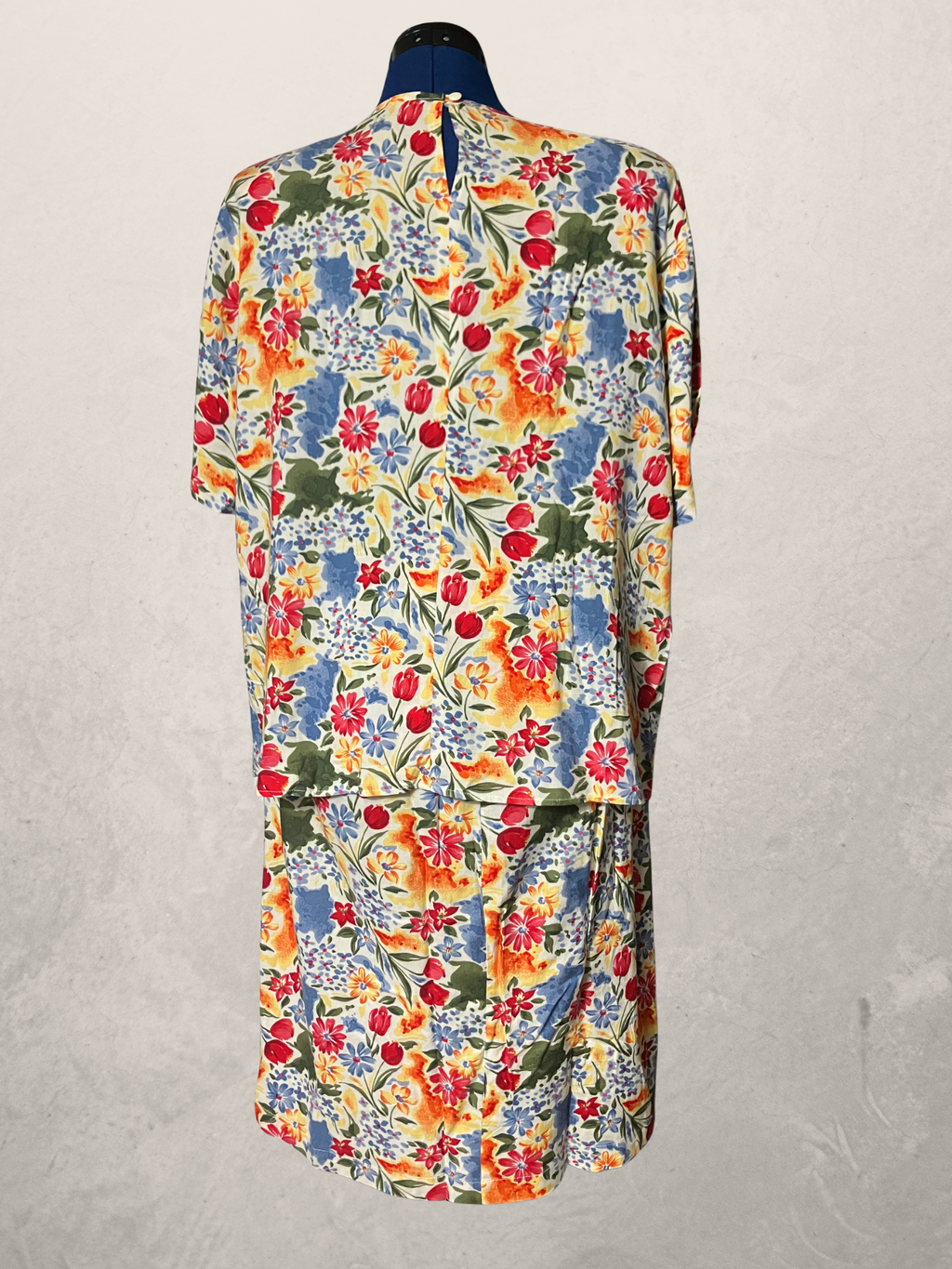 Sag Harbor — Two-Piece Dress Set | Watercolor floral rayon, coordinated silhouette · Sz L