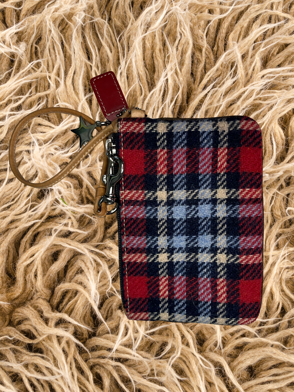 Coach — Clutch Bag | Y2K tartan wool wristlet with suede trim · Sz OS