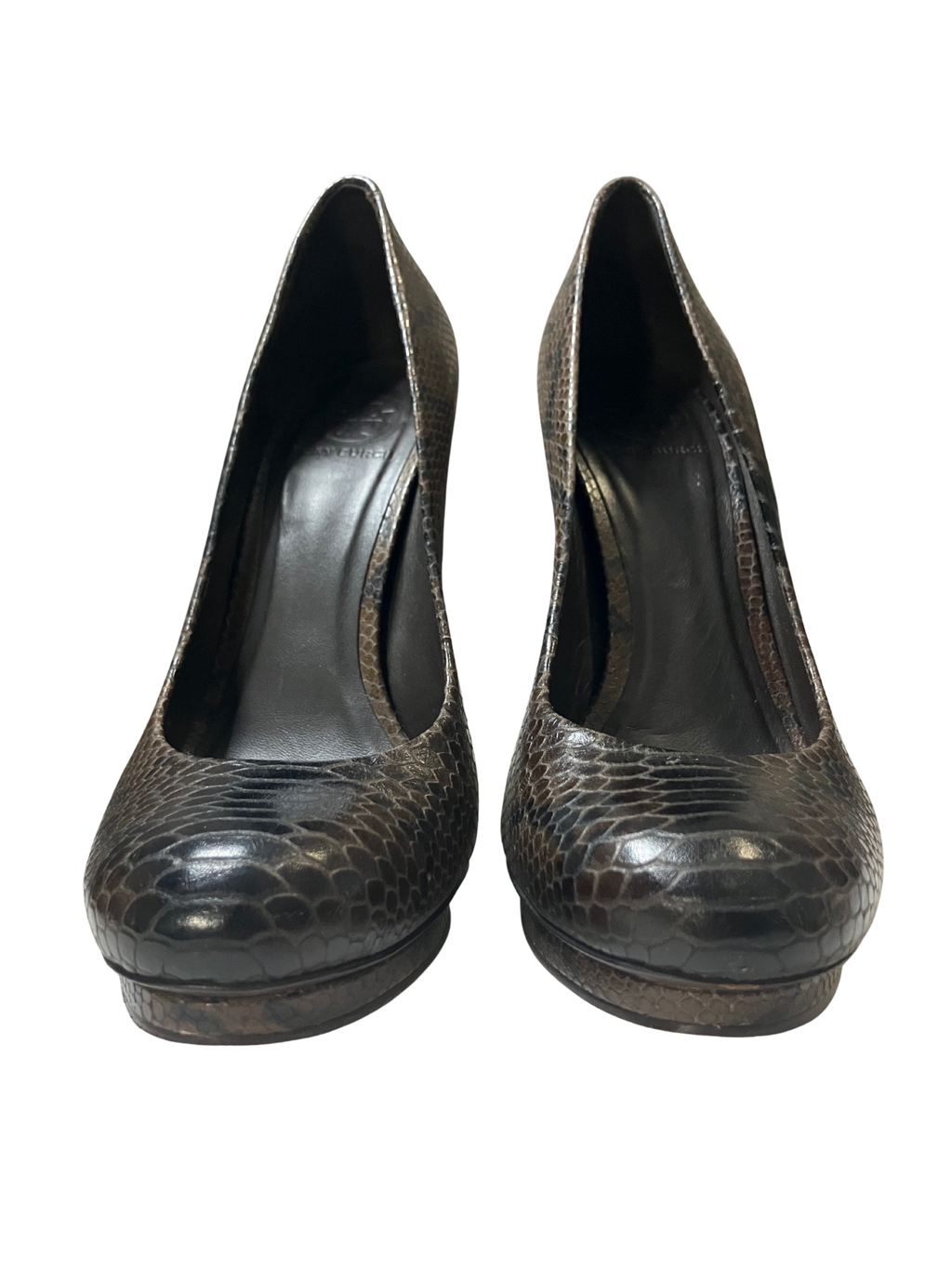 Tory Burch Snake Embossed Leather Platform Heels - Size 10.5M