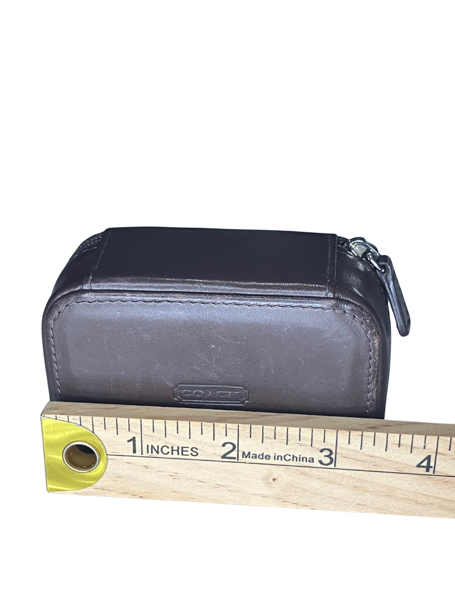 COACH Leather Mini Case & Double-Zip Wristlet Set – Brown & Blush Pink – Small Travel Essentials