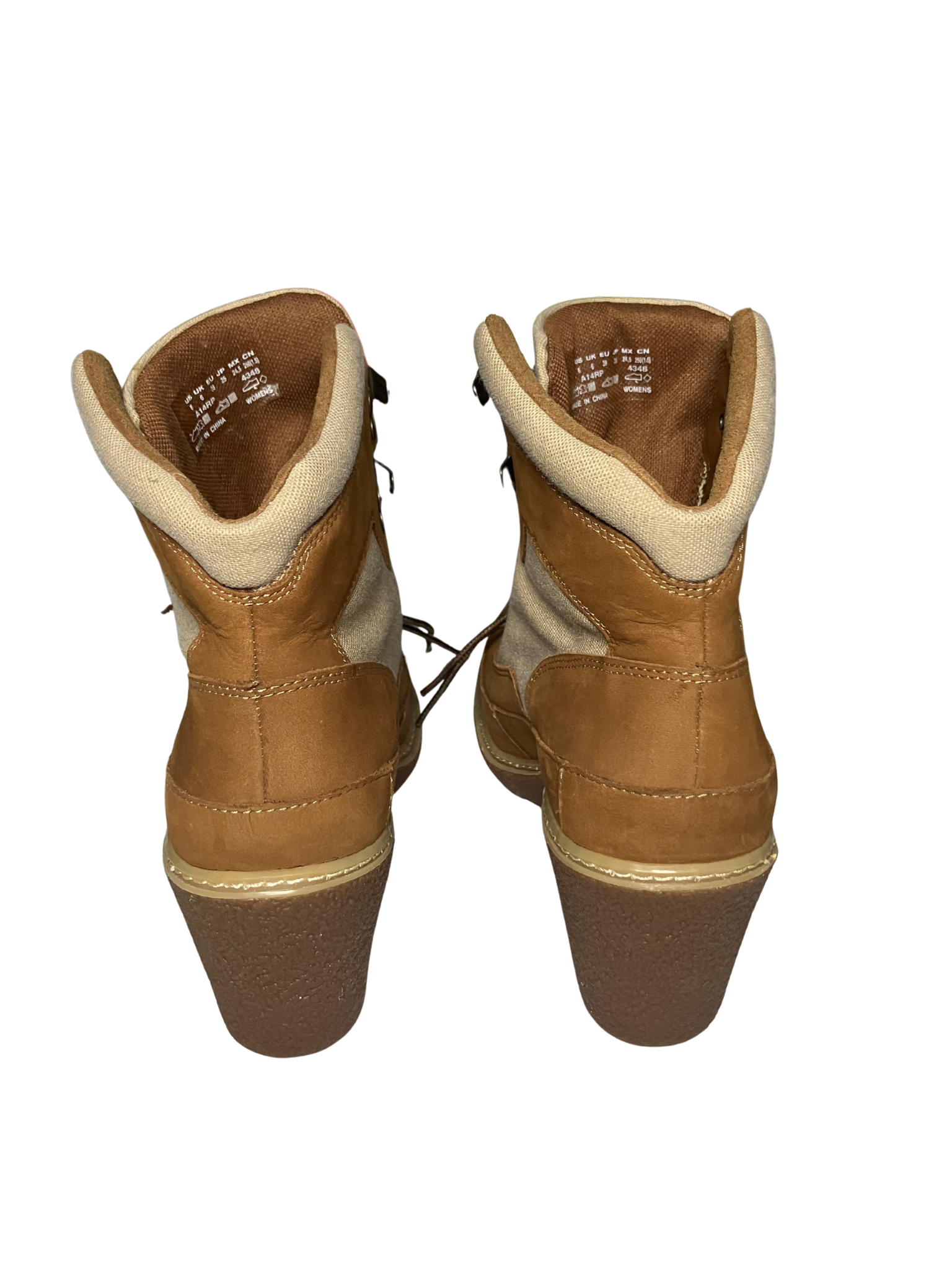 Timberland Women’s Hiking Boots A14RP Brown Tan Leather Canvas Outdoor Lace-Up Size 8