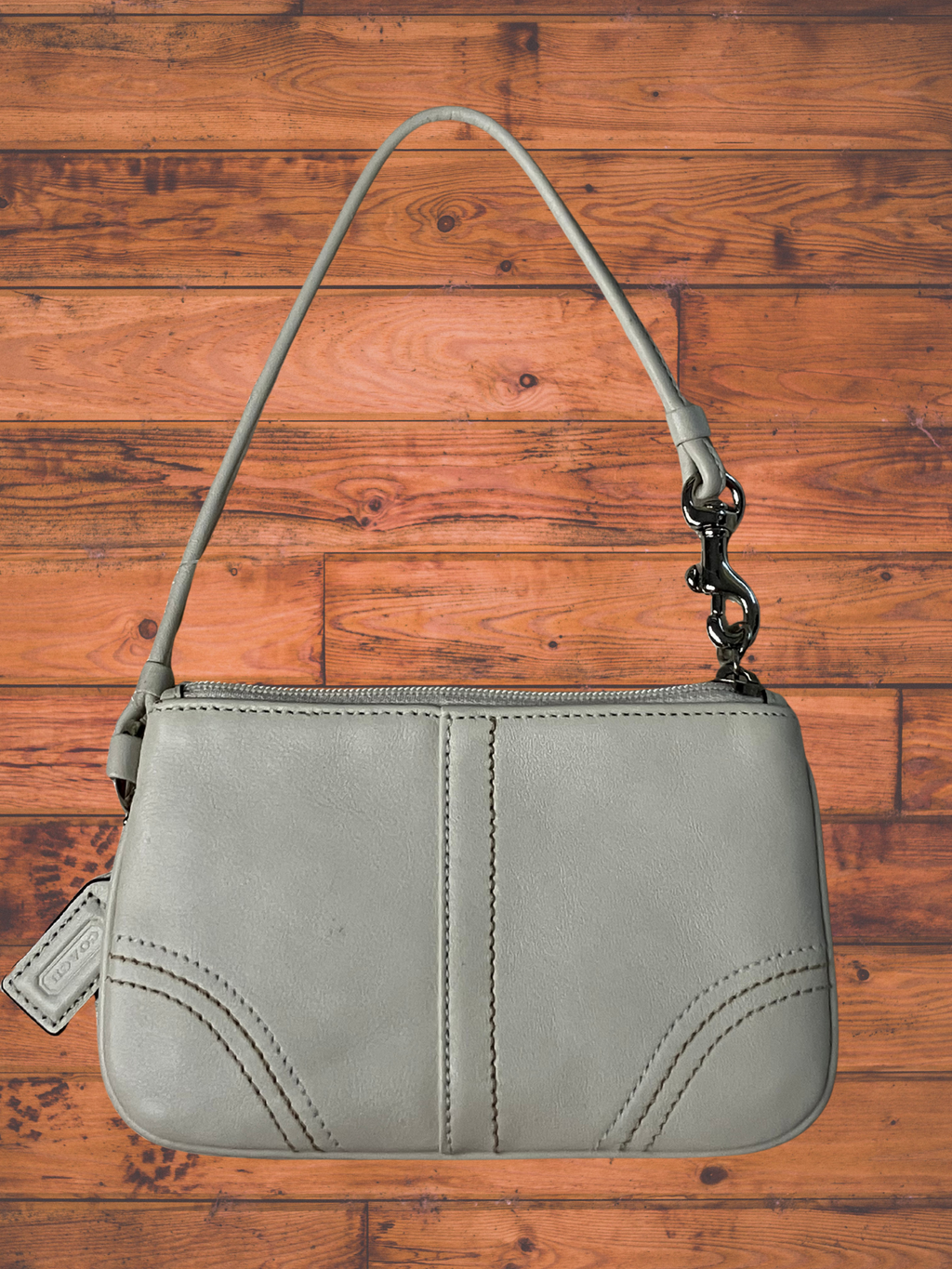 Coach — Shoulder Bag | Sage gray leather with gunmetal hardware · Sz OS