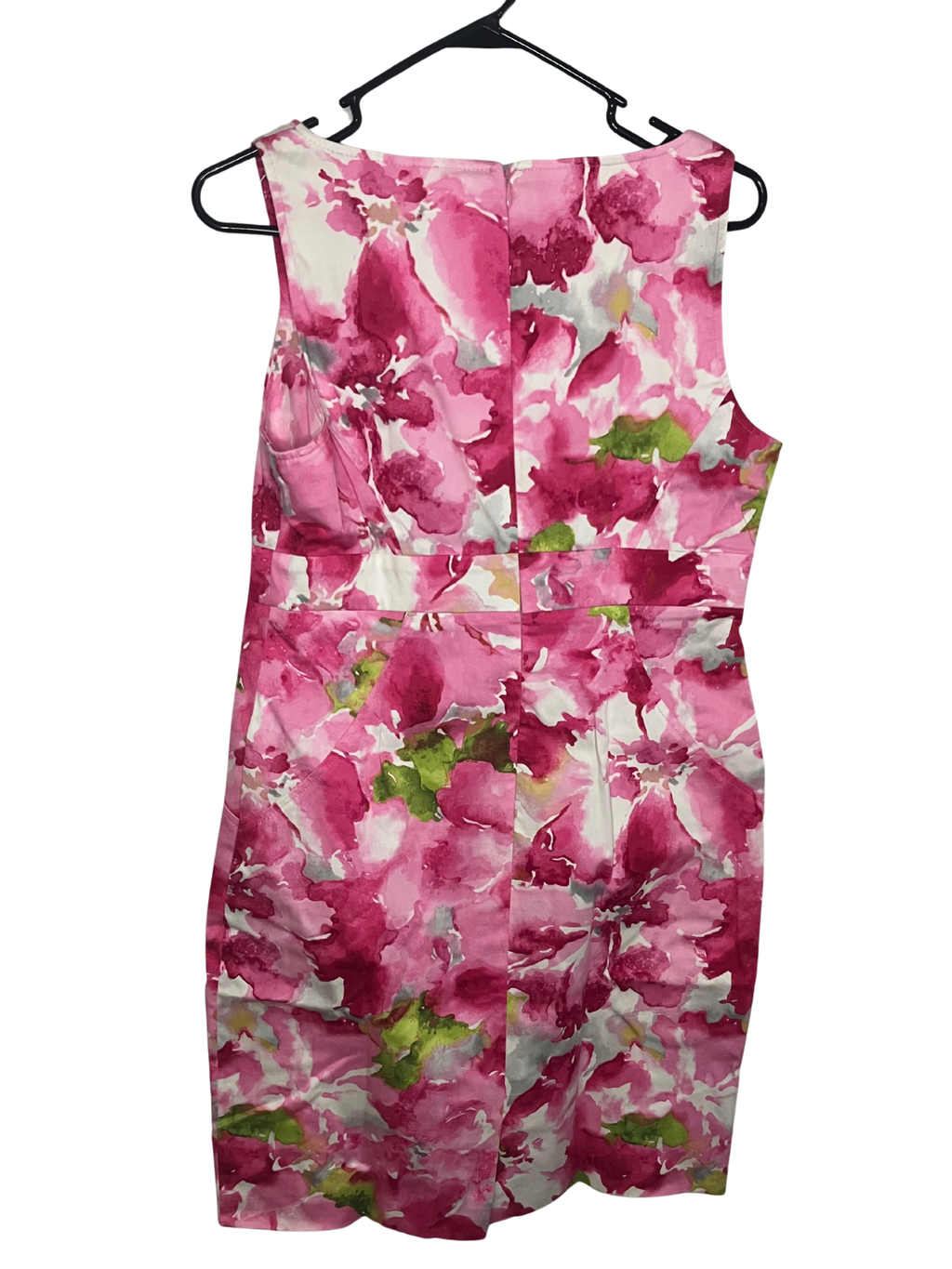 Anne Klein Watercolor Floral Sheath Dress Size 10 - Pink Cotton Stretch