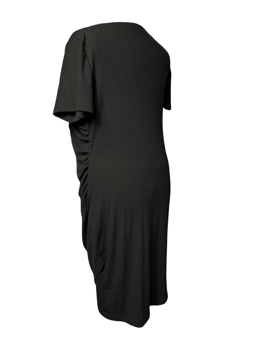 INC International Concepts — Dress | Ruched black stretch, short sleeve · Sz XL