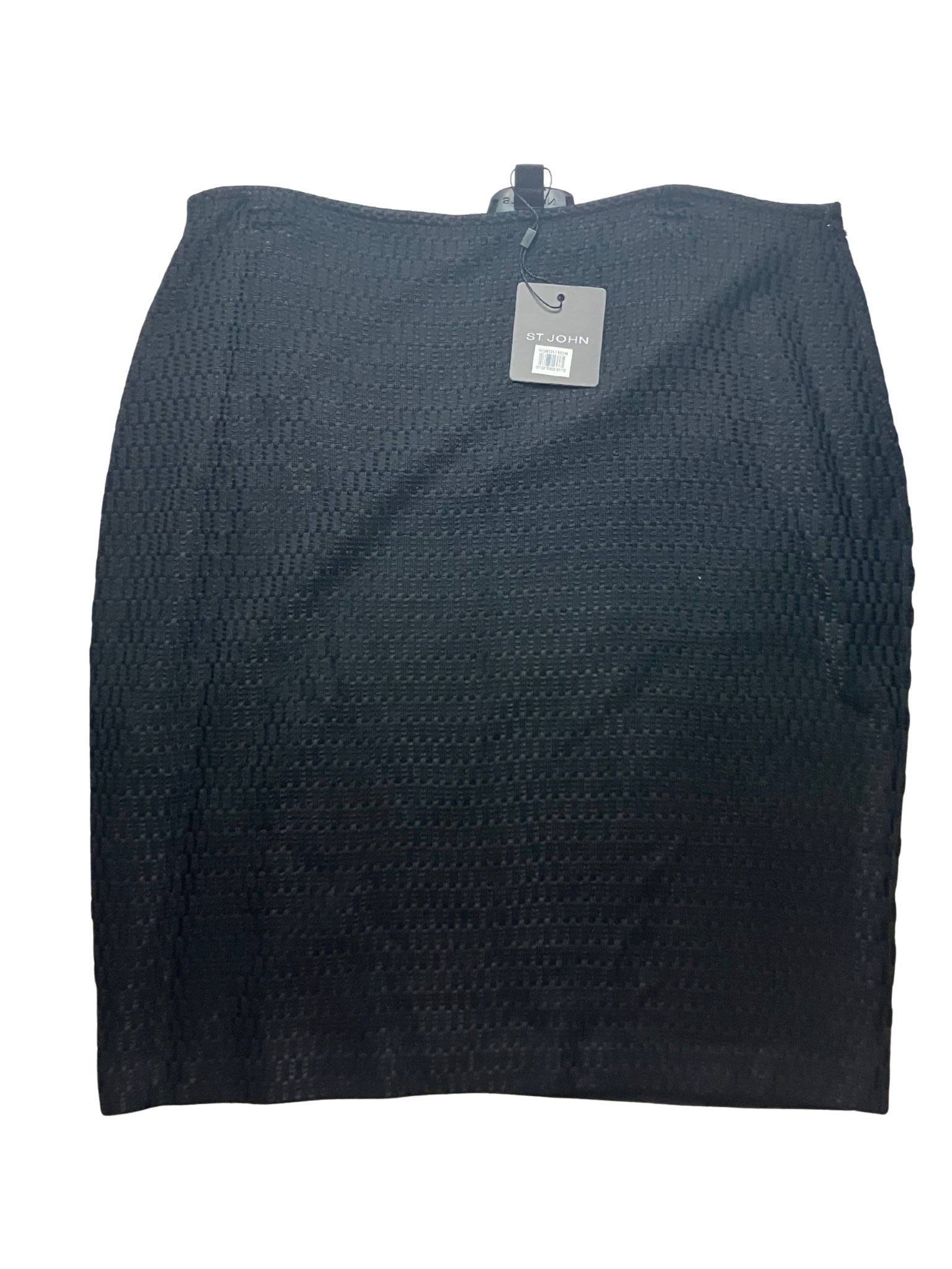 St. John Pencil Skirt Black Basket Weave Wool Viscose Size 14 NWT