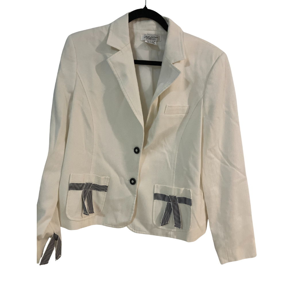 Roth LeCover Cream Blazer Size 12 - Striped Bow Detail California