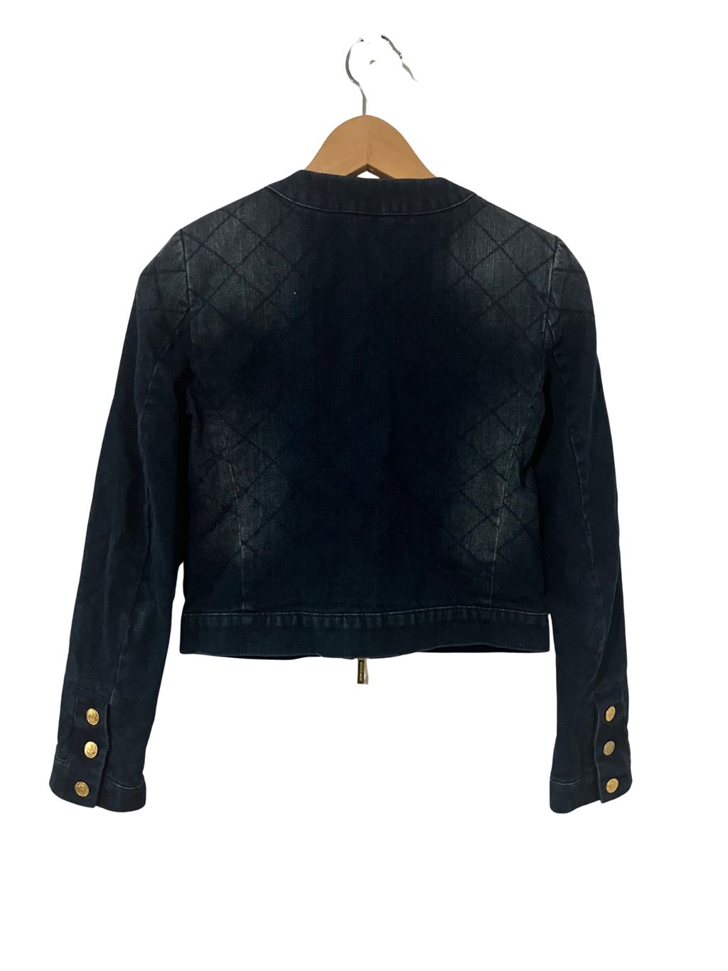 Michael Kors Quilted Denim Jacket with Gold Accents – Size XS