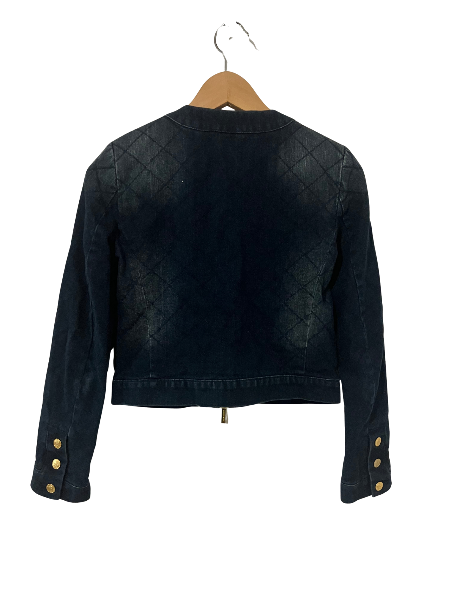 Michael Kors Quilted Denim Jacket with Gold Accents – Size XS