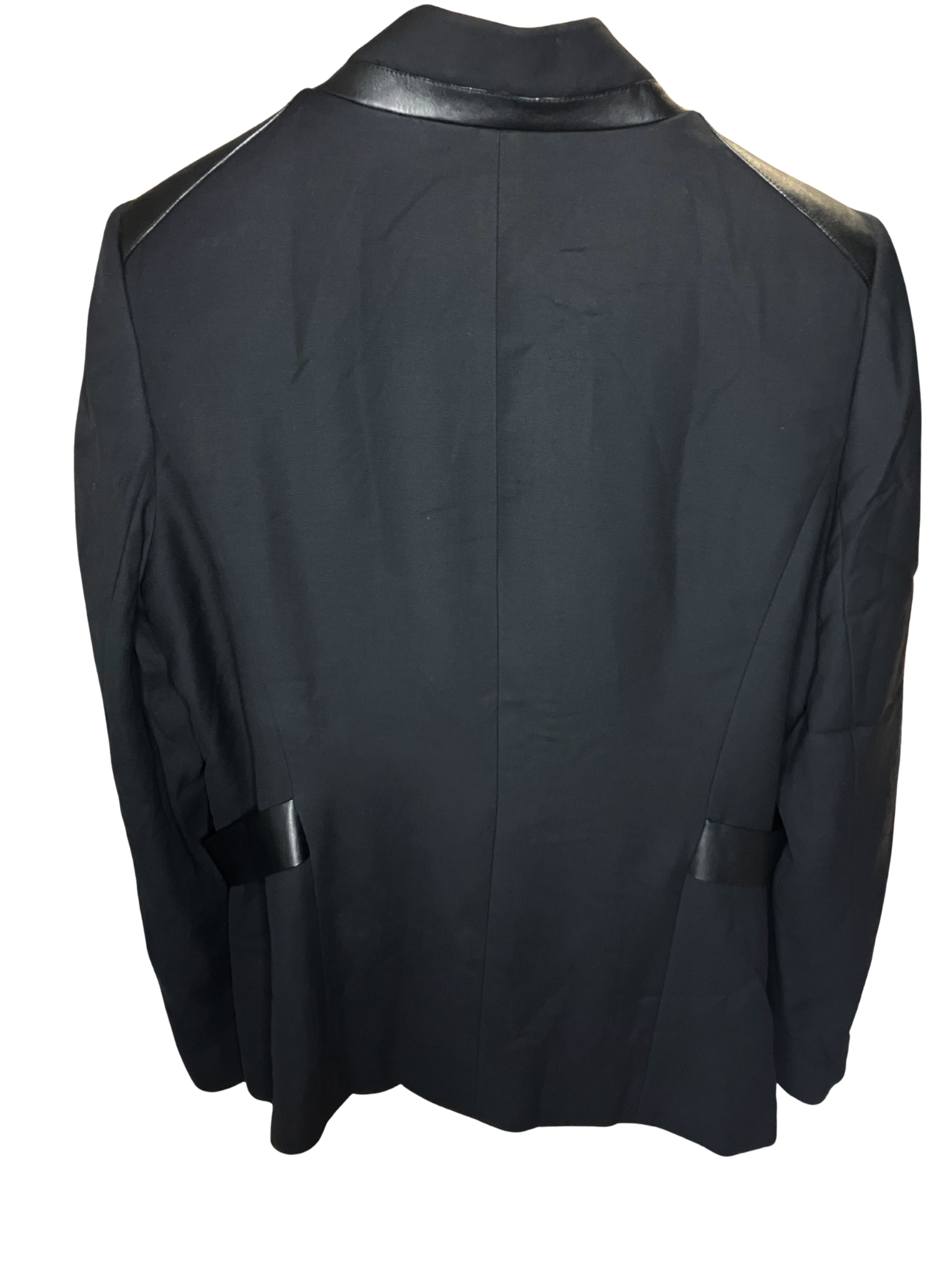 Lafayette 148 New York Black Jacket w/ Leather Trim Size 16