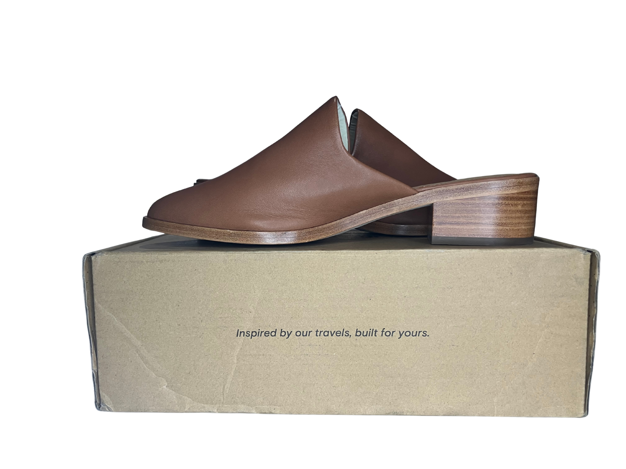 Soludos Cognac Leather Mules Size 10 – Slip-On with Stacked Wood Heel