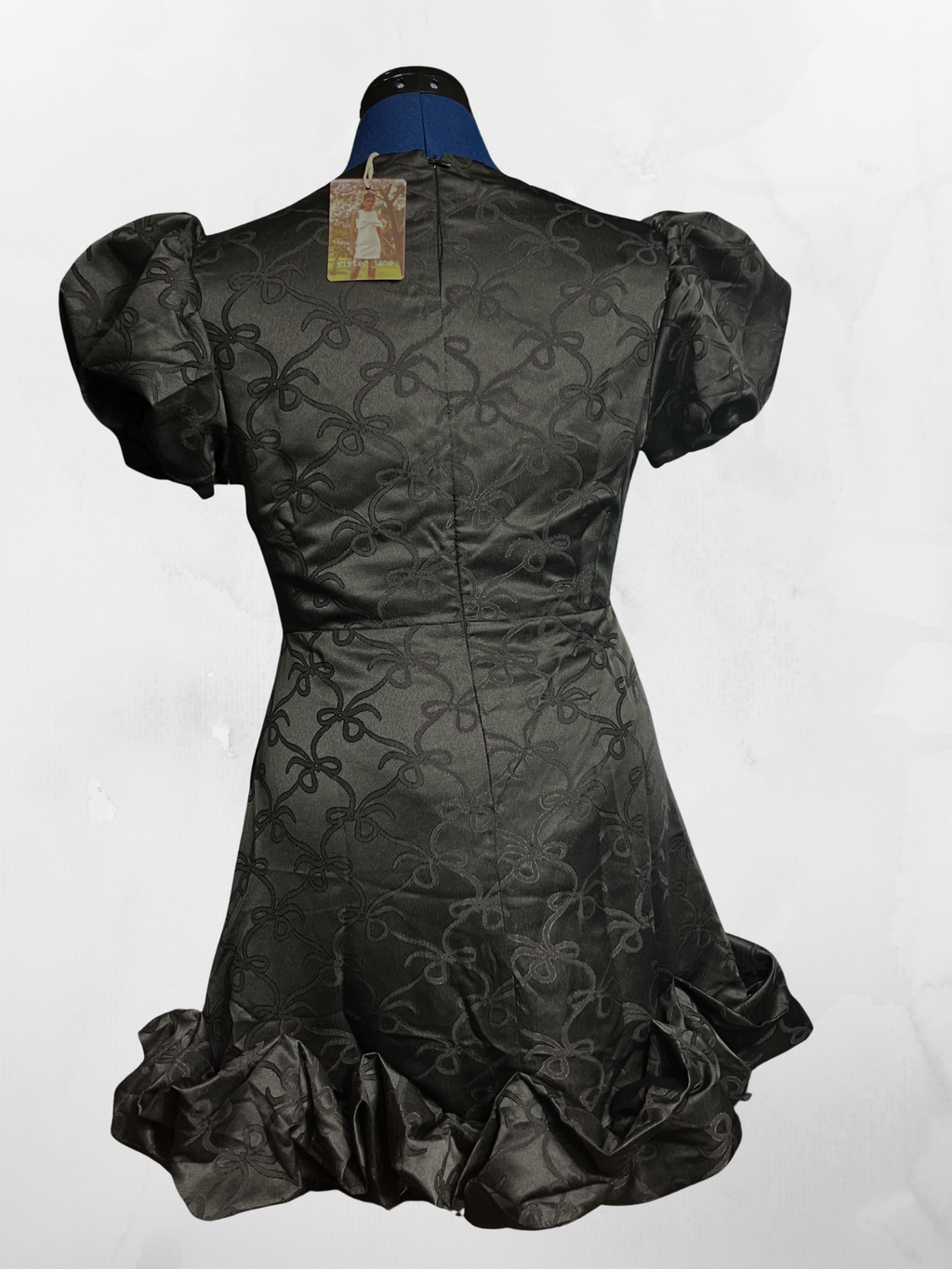 Sister Jane — Dress | London-designed bow jacquard with puff sleeves · Sz M