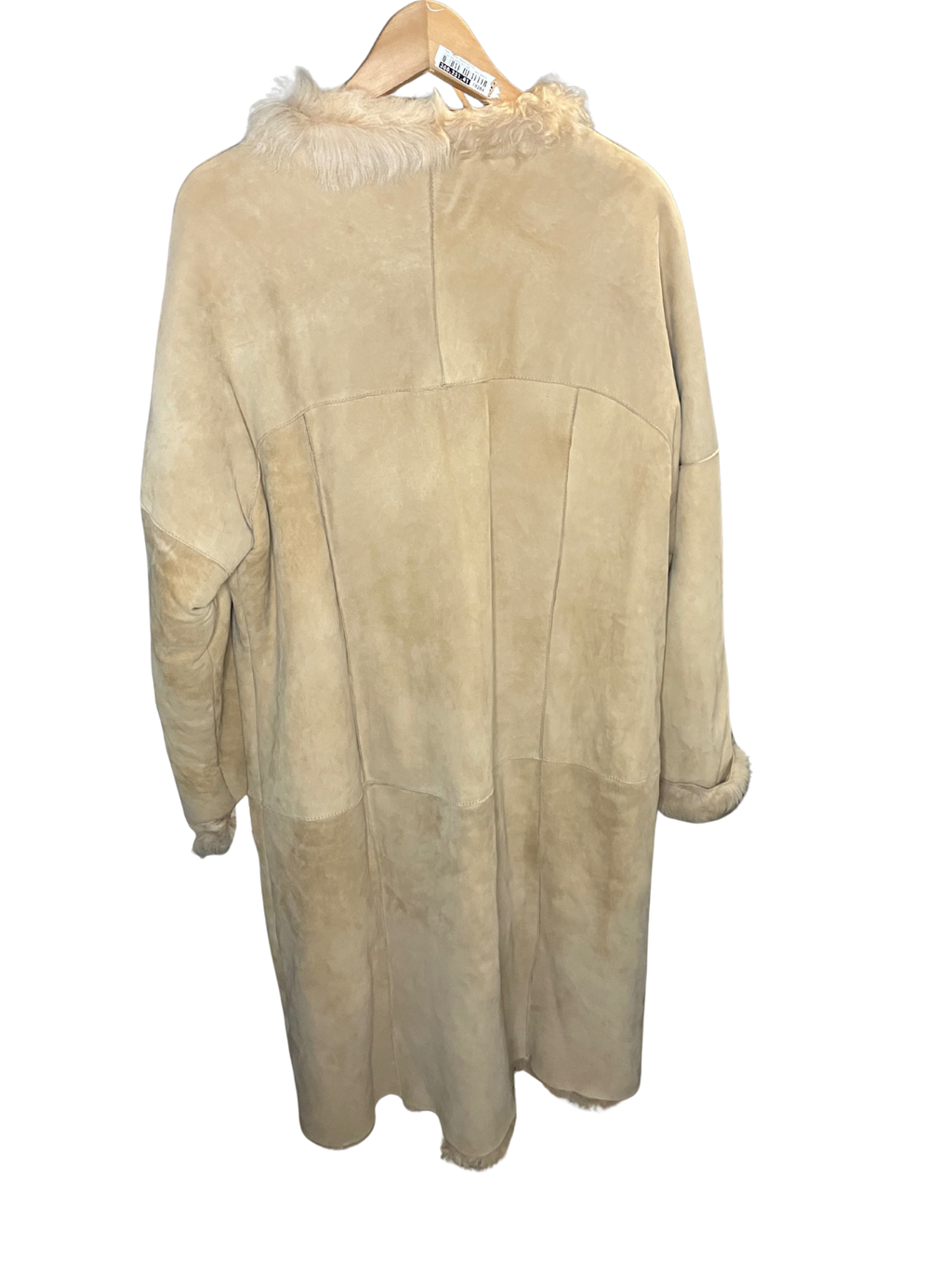 Sundance Suede Shearling Coat Beige Bohemian Button Front Size XL