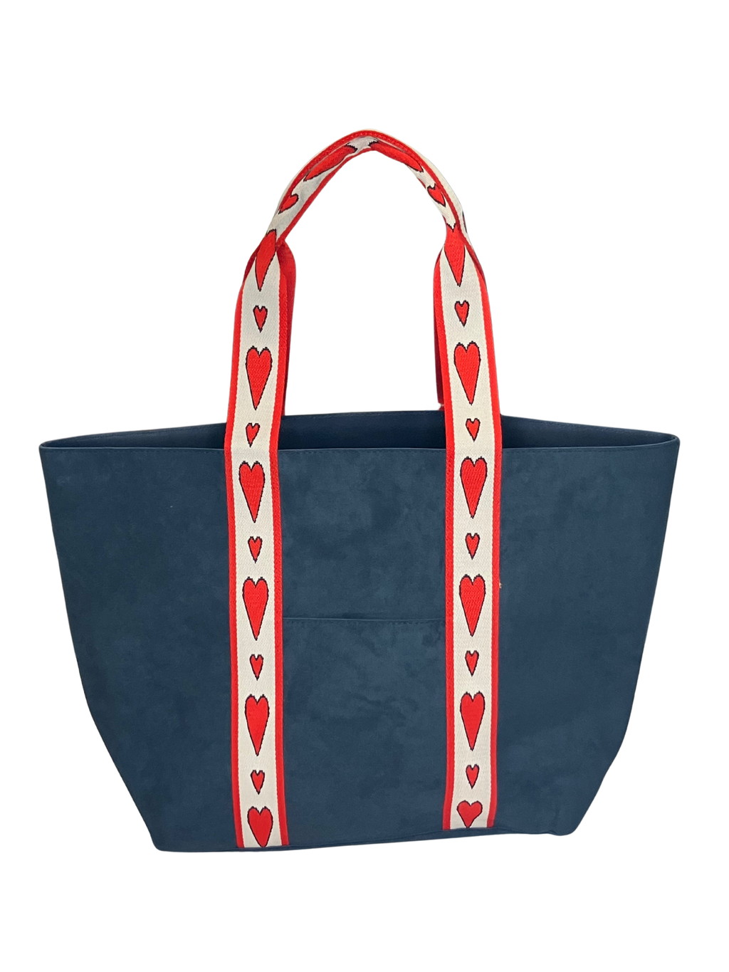 Brighton Love Valentine Tote Bag Navy Blue with Red Hearts - Canvas Shoulder Bag