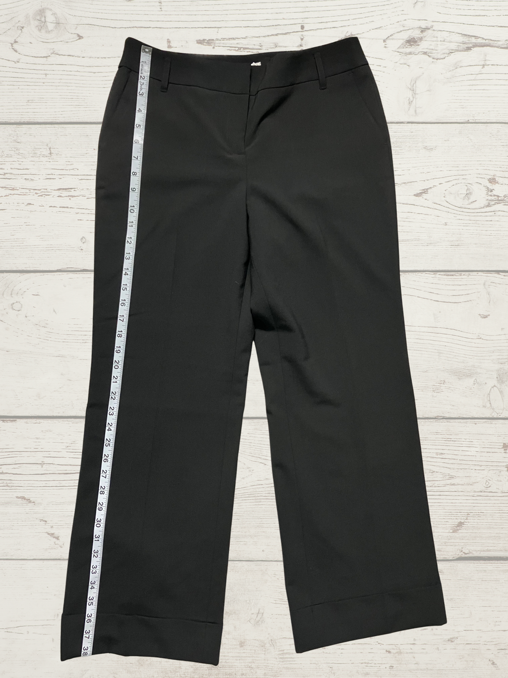 LOFT — Tailored Pants | Deep black wide-leg with cuffed hem · Sz 29